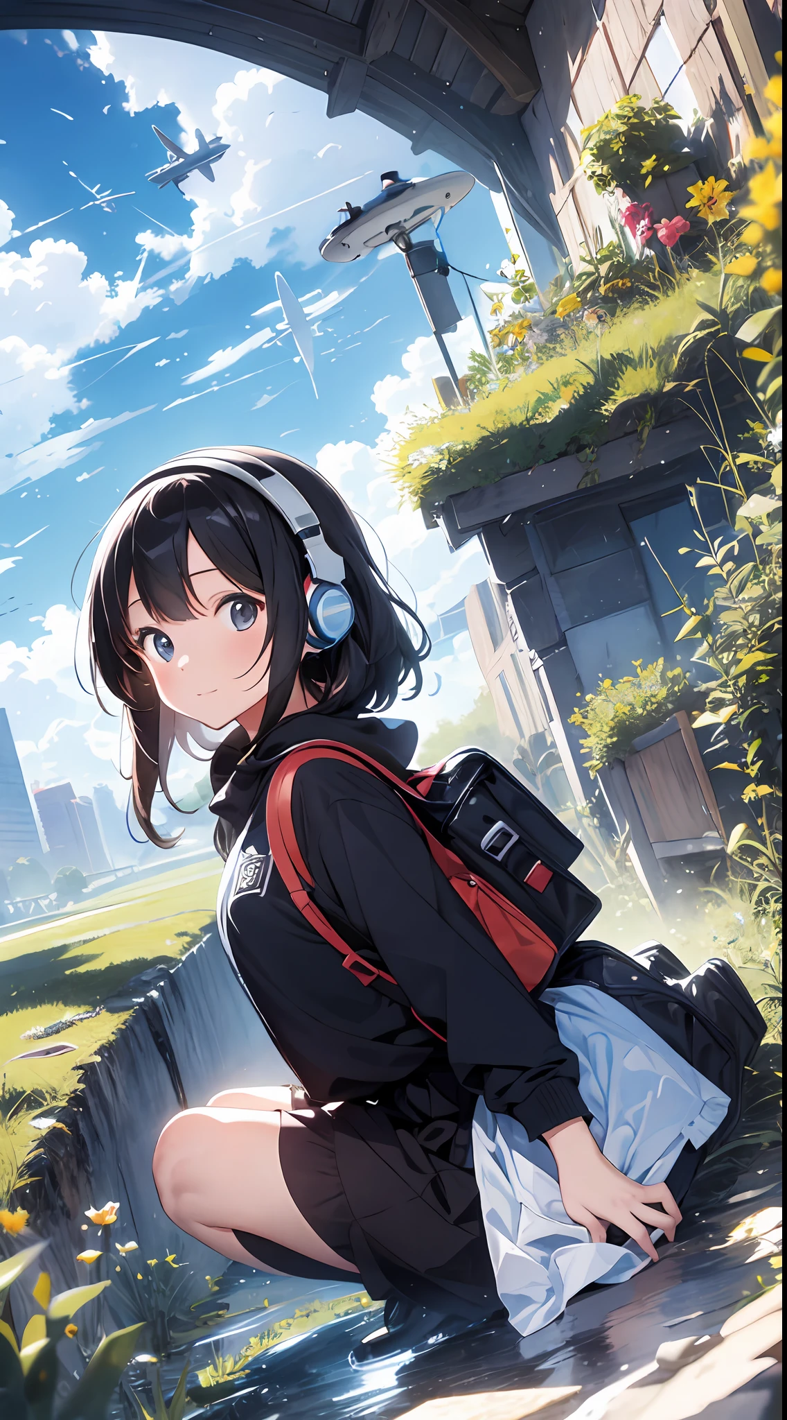 She created an amazing image of a girl who dreams of flying in the sky with her pet dragon. The images have a colorful and whimsical atmosphere, And the girl and the dragon look very happy and free. The image has、There are also details that indicate the character and hobbies of the girl, Her headphones and more, Her backpack, and her sketchbook. The image impressed the judges and readers with its originality and creativity.