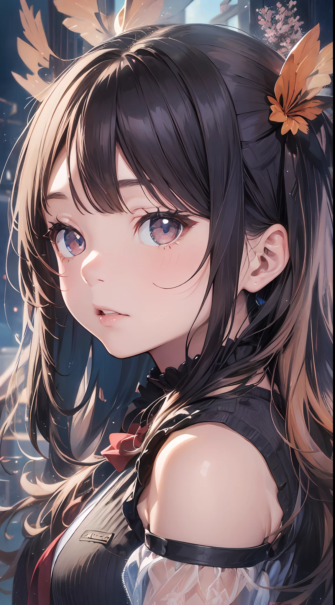 Old body portrait of a beautiful girl、Delicate、detaileds、masterpiece、Real Stick、3D background、Backgrounds with depth、Realistically exaggerate changes in material texture、Exaggeration of gloss、The best transcendental virtuosity