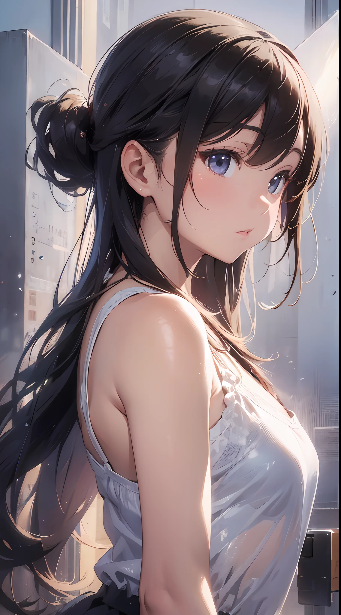 Old body portrait of a beautiful girl、Delicate、detaileds、masterpiece、Real Stick、3D background、Backgrounds with depth、Realistically exaggerate changes in material texture、Exaggeration of gloss、The best transcendental virtuosity