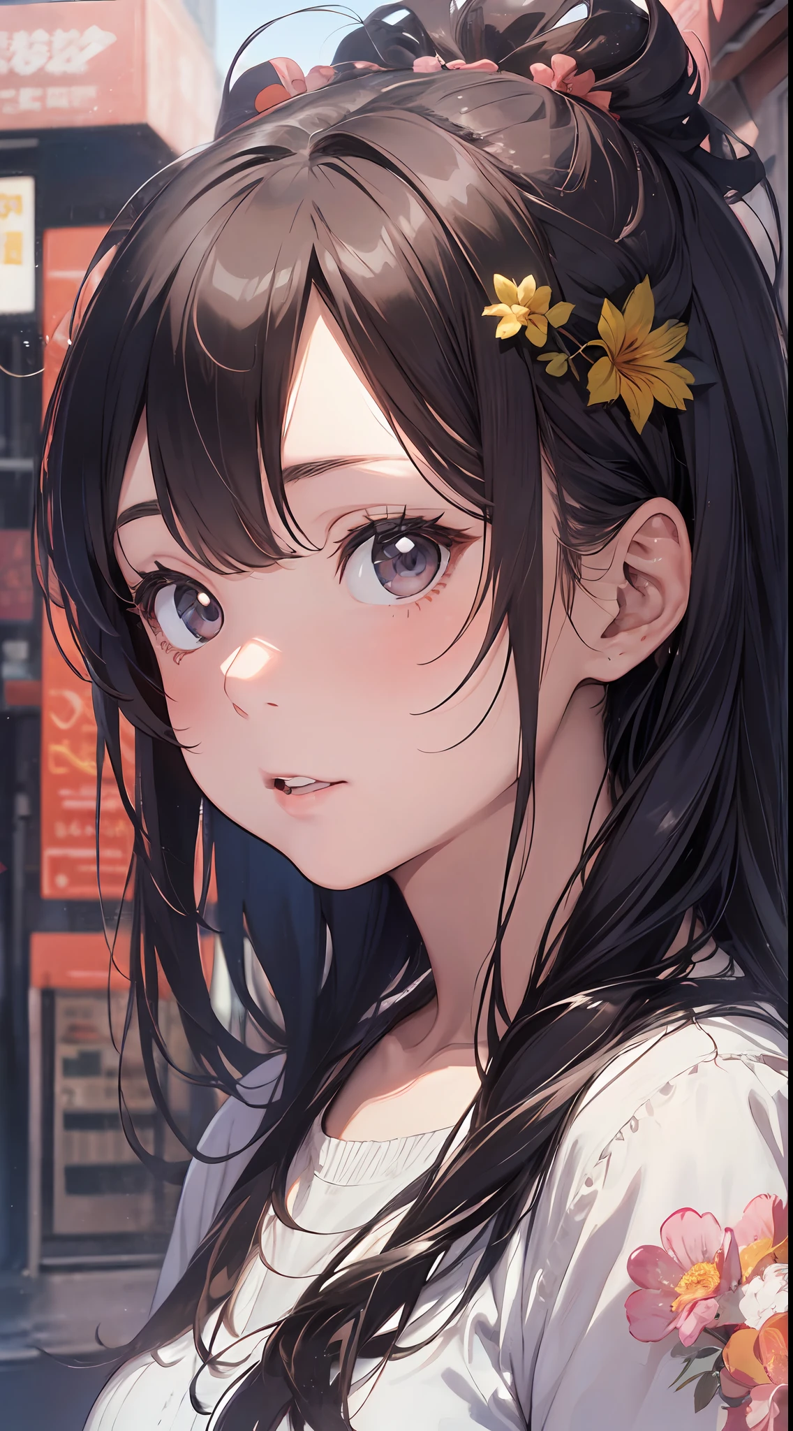 Portrait of a beautiful girl who respects Greto Fukasaki、Delicate、detaileds、masterpiece、Real Stick、3D background、Backgrounds with depth、Realistically exaggerate changes in material texture、Exaggeration of gloss、The best transcendental virtuosity