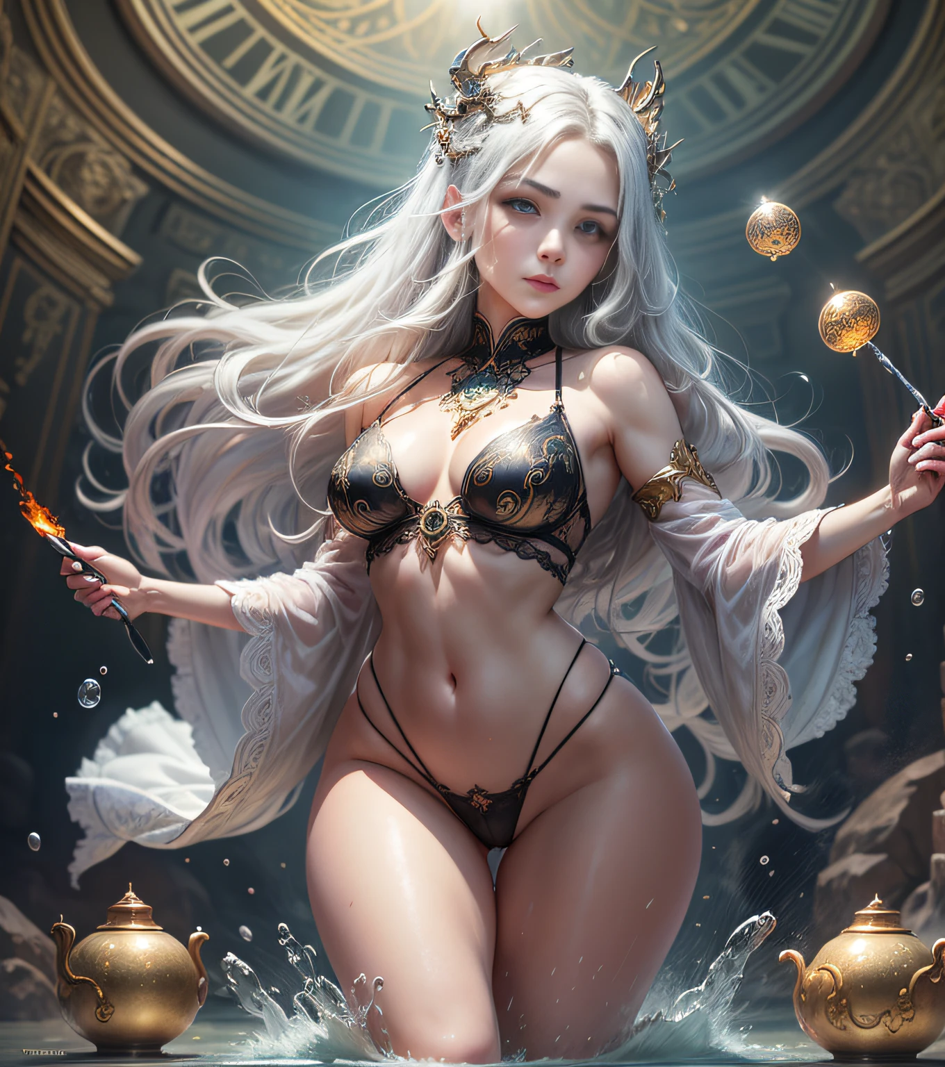 face by tom bagshaw art station,, Moon Goddess, Full Length Figure, Contemptuous Gaze, Detailed Face, (Naked: 1.4), (See-Through Lingerie: 1.3), Gold Decoration, Black Plain Background,beautiful caucasian girl close-up, body in dynamic movement, oil, digital art, splash, full body,art by Sakimichan,oriental mandala tattoo, fractal background, silver and gold and bronze spirit,floating antique clock, lamp ancient, splash,seductive pose, visible pubic hair, breasts visible,full body,beautiful European Caucasian Girl, Beauty, sexy, bare breast, cleavage, bare legs, see-through, standing, hanfu, wet, clear, realistic, highest detail, dragon pattern, phoenix, sacred, holy, golden mountains, heavenly palace, countless palaces, clouds, golden light, golden lotus, (tianchi bath), view of pubic hair,splash, full body,art by Sakimichan,slight smile,plash,seductive pose, visible pubic hair, breasts visible,full body,Transparent clothing, slight smile,Jean-Baptiste Monge style, bright, beautiful , splash, Glittering , cute and adorable, filigree, , rim lighting, lights, extremely , magic, surreal, fantasy, digital art, , wlop, artgerm and james jean,floating antique clock, lamp ancient, splash,floating antique clock,face by tom bagshaw art station,, The perfect masterpiece,Highest quality,Perfect artwork,8K, Upper Body Lens,front portrait,Delicate face,Watching the audience, beautifuGirl,Magical transparent eyes,white hair,Red background, Digital Art,plane illustrations,colorful illustration,minimalist style,anime cartoon style,face by tom bagshaw art station, view of pubic hair,Goddess maiden, gorgeous, splashing, flame, flowing pen and ink,full female body, beautiful caucasian girl close-up, body in dynamic movement,fluid, 3d fractals, light particles, spirit ink, smooth, shimmery, dreamy glow, 16k, sf, complex art masterpiece, Transparent clothing, slight smile,, open legs, view of pubic hair, 1 sexy girl in transparent forest clothes,exposed breasts, open transparent t-shir