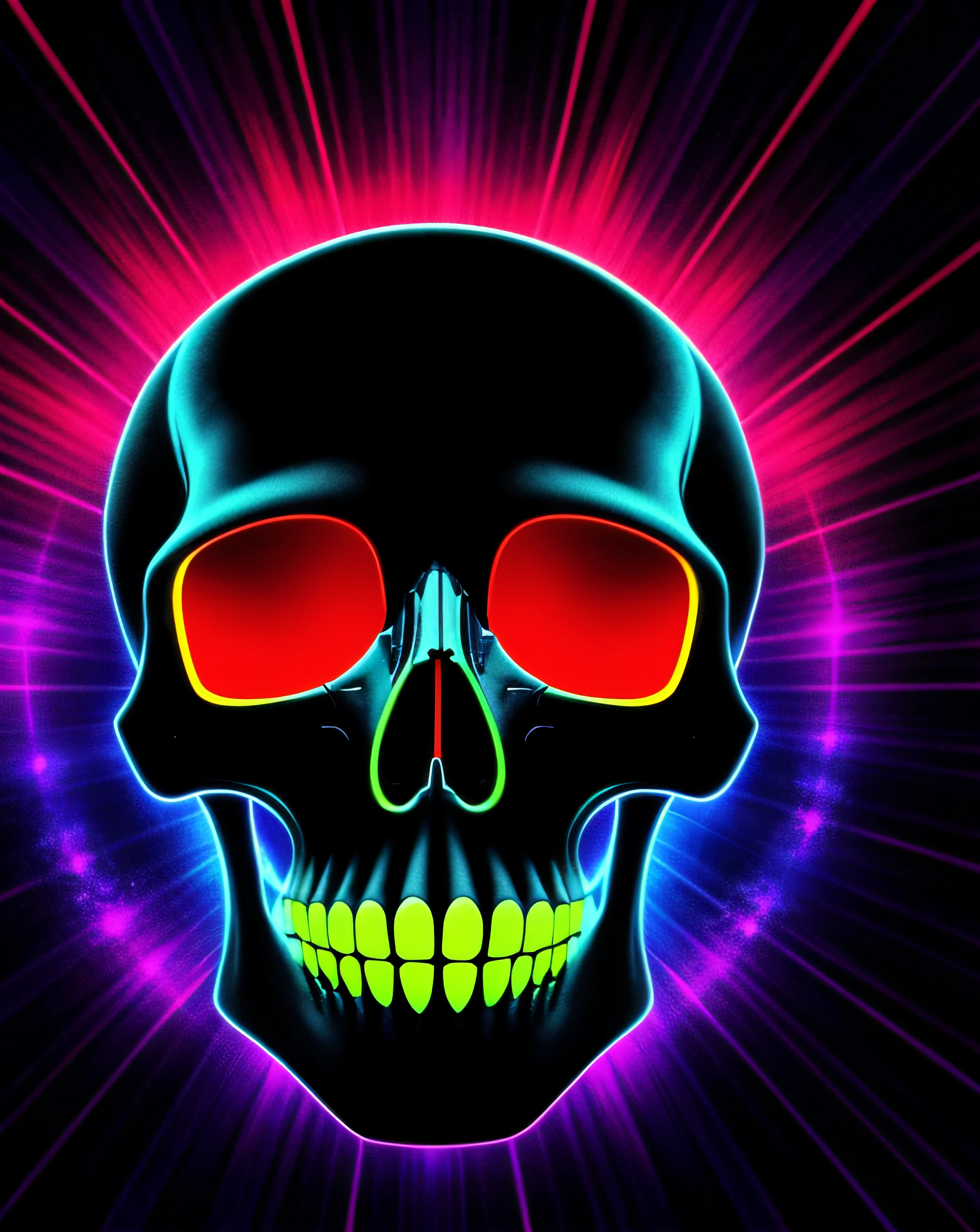 a close up of a skull with a neon glow on it, psychedelic cosmic horror, dark psychedelia style, skull liminal void background, psychedelic triangular skeleton, psychedelic digital art, psychedelic illustration, hyper color digital art, psychedelic visuals, blacklight poster, psychedelic acid trip, scary color art in 4 k, cosmic horror style, fantasy skull, trippy visuals