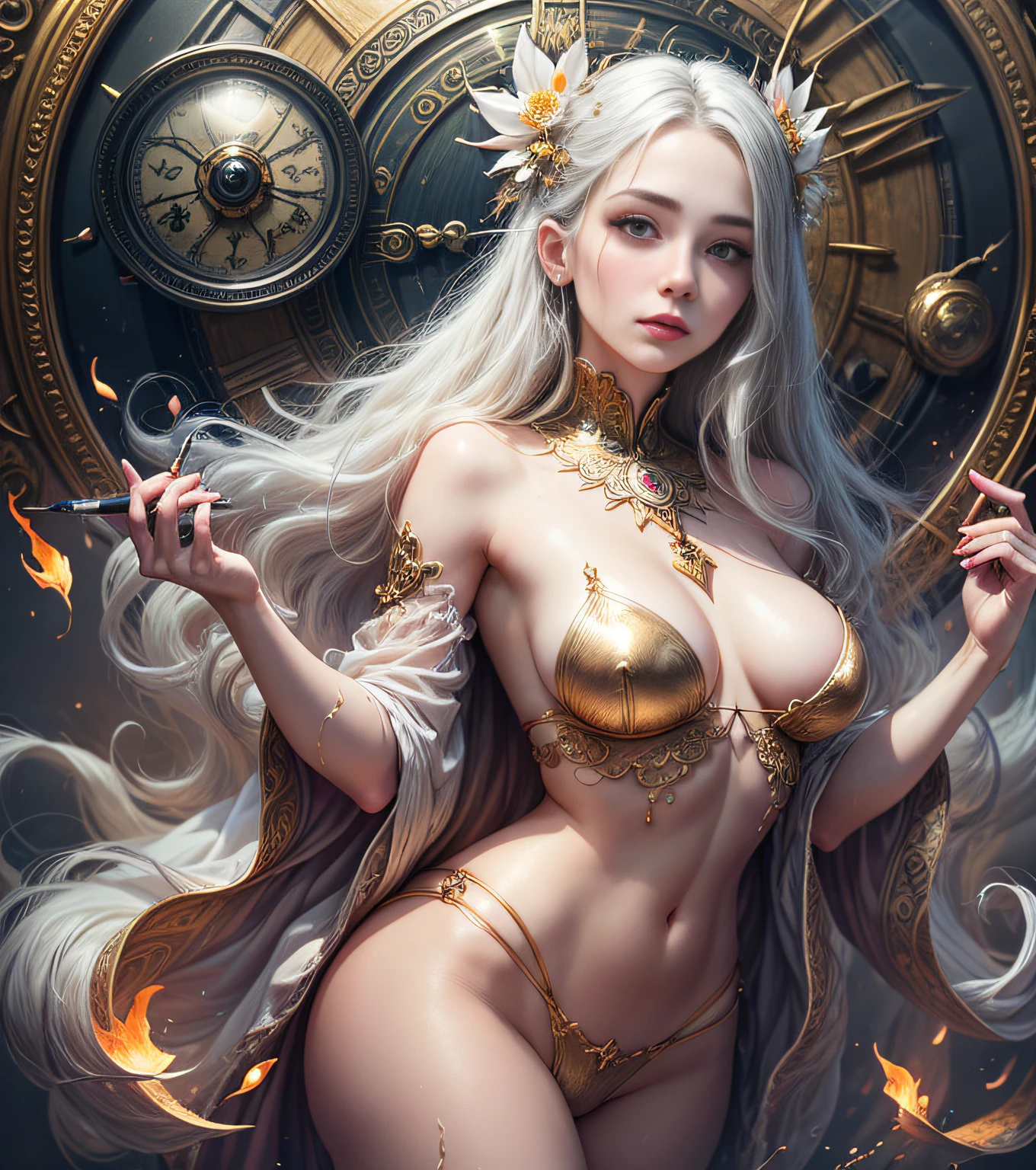 face by tom bagshaw art station,, Moon Goddess, Full Length Figure, Contemptuous Gaze, Detailed Face, (Naked: 1.4), (See-Through Lingerie: 1.3), Gold Decoration, Black Plain Background,beautiful caucasian girl close-up, body in dynamic movement, oil, digital art, splash, full body,art by Sakimichan,oriental mandala tattoo, fractal background, silver and gold and bronze spirit,floating antique clock, lamp ancient, splash,seductive pose, visible pubic hair, breasts visible,full body,beautiful European Caucasian Girl, Beauty, sexy, bare breast, cleavage, bare legs, see-through, standing, hanfu, wet, clear, realistic, highest detail, dragon pattern, phoenix, sacred, holy, golden mountains, heavenly palace, countless palaces, clouds, golden light, golden lotus, (tianchi bath), view of pubic hair,splash, full body,art by Sakimichan,slight smile,plash,seductive pose, visible pubic hair, breasts visible,full body,Transparent clothing, slight smile,Jean-Baptiste Monge style, bright, beautiful , splash, Glittering , cute and adorable, filigree, , rim lighting, lights, extremely , magic, surreal, fantasy, digital art, , wlop, artgerm and james jean,floating antique clock, lamp ancient, splash,floating antique clock,face by tom bagshaw art station,, The perfect masterpiece,Highest quality,Perfect artwork,8K, Upper Body Lens,front portrait,Delicate face,Watching the audience, beautifuGirl,Magical transparent eyes,white hair,Red background, Digital Art,plane illustrations,colorful illustration,minimalist style,anime cartoon style,face by tom bagshaw art station, view of pubic hair,Goddess maiden, gorgeous, splashing, flame, flowing pen and ink,full female body, beautiful caucasian girl close-up, body in dynamic movement,fluid, 3d fractals, light particles, spirit ink, smooth, shimmery, dreamy glow, 16k, sf, complex art masterpiece, Transparent clothing, slight smile,, open legs, view of pubic hair, 1 sexy girl in transparent forest clothes,exposed breasts, open transparent t-shir