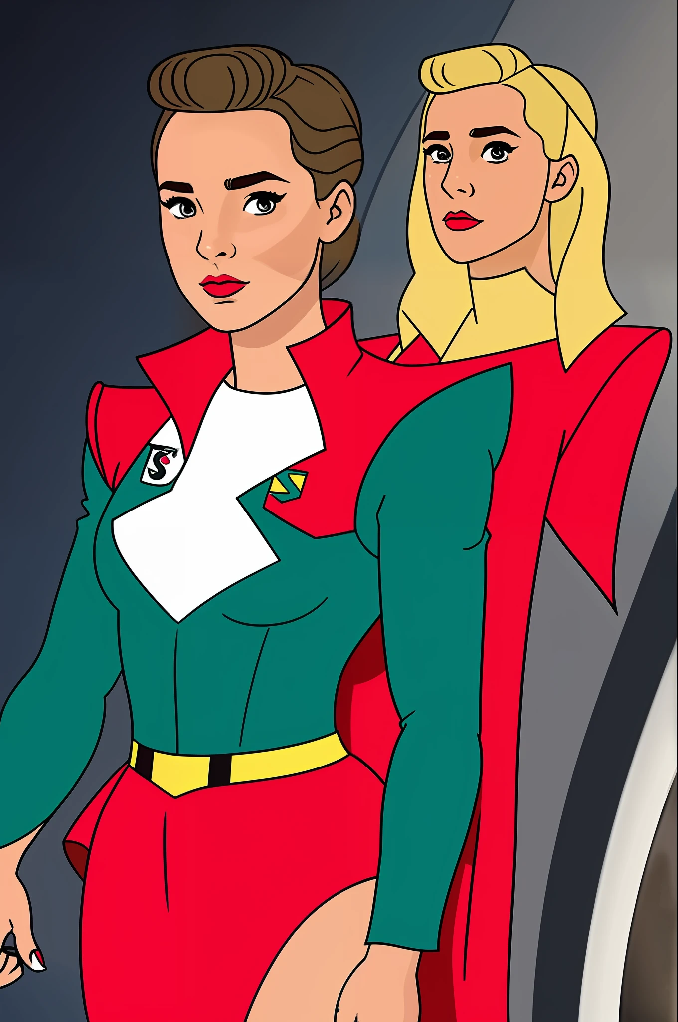 Retrato fotografico de She-Ra usando el traje femenino de superman