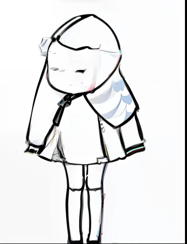 A painting of a man wearing a skirt on his head, Doodle, thick line art, Simple drawing, ms paint drawing, default pose neutral expression, badly drawn, Line sketch, smooth draw, anime pose, neutral pose, minimalist line art, Line sketch!!, simple shading, 3 / 4 pose, an anime drawing, drawn in microsoft paint, small curvaceous loli