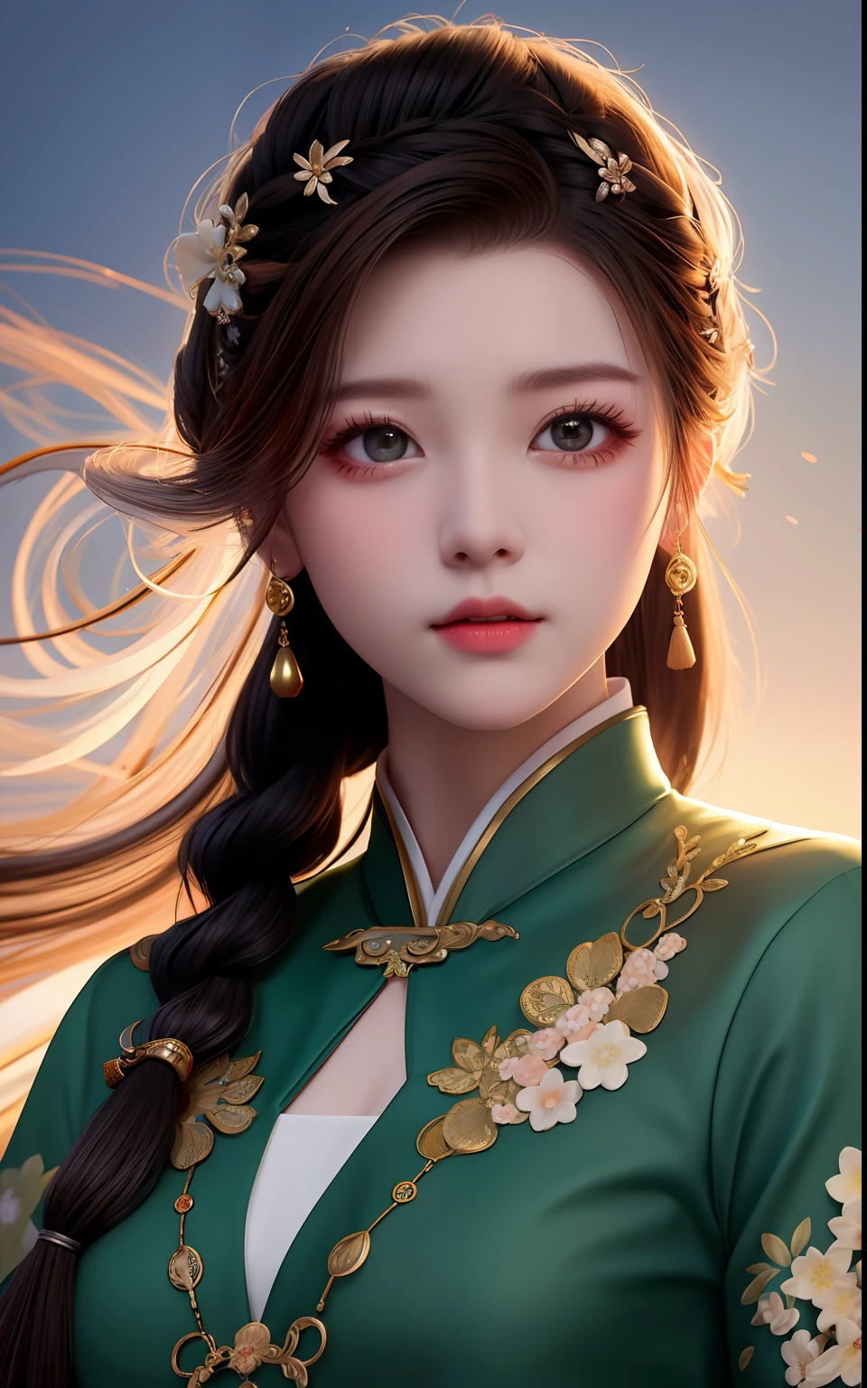 best quality, masterpiece, highres, wuxia 1girl, vietnam dress, super Beautiful face, super beautiful eye, super beautiful hair