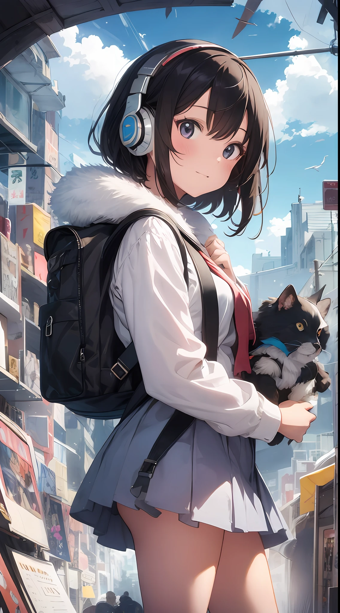 She created an amazing image of a girl who dreams of flying in the sky with her pet dragon. The images have a colorful and whimsical atmosphere, And the girl and the dragon look very happy and free. The image has、There are also details that indicate the character and hobbies of the girl, Her headphones and more, Her backpack, and her sketchbook. The image impressed the judges and readers with its originality and creativity.