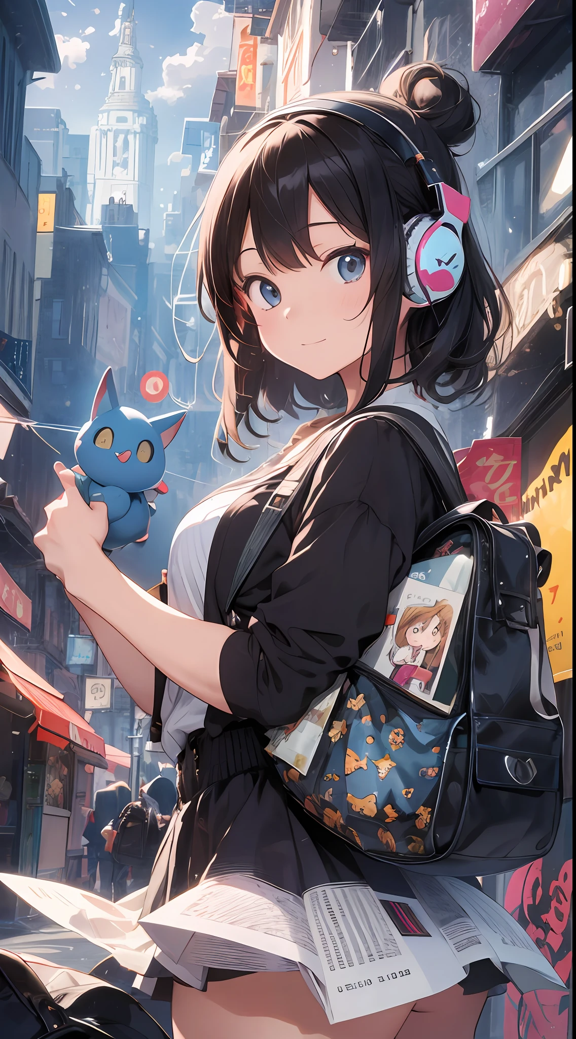 She created an amazing image of a girl who dreams of flying in the sky with her pet dragon. The images have a colorful and whimsical atmosphere, And the girl and the dragon look very happy and free. The image has、There are also details that indicate the character and hobbies of the girl, Her headphones and more, Her backpack, and her sketchbook. The image impressed the judges and readers with its originality and creativity.