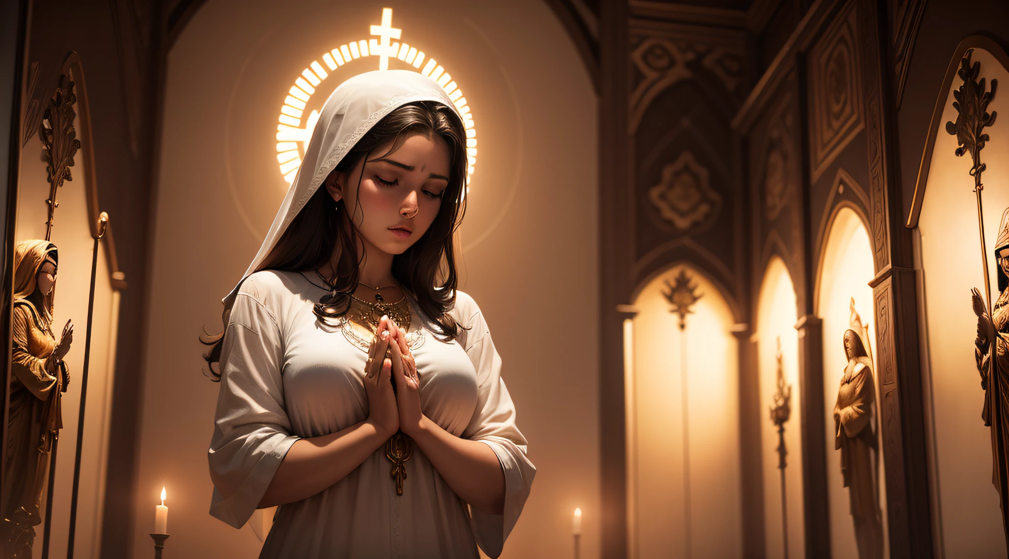 Heavenly woman saying a prayer, usando uma coroa --auto