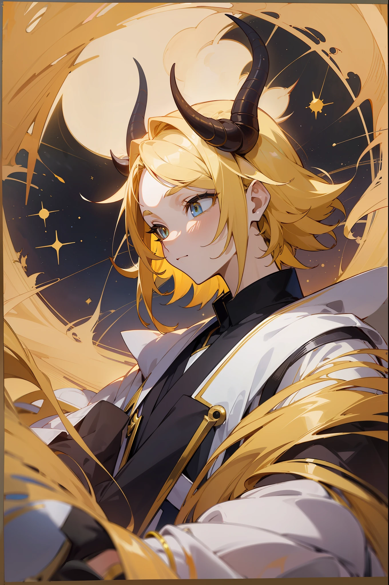 Master masterpieces,best qualtiy,hyper-detailing,(((Taurus anthropomorphic anime beauty))),Yellow-haired people,(((rich elements))),Anthropomorphic constellations,--C100,--niji5