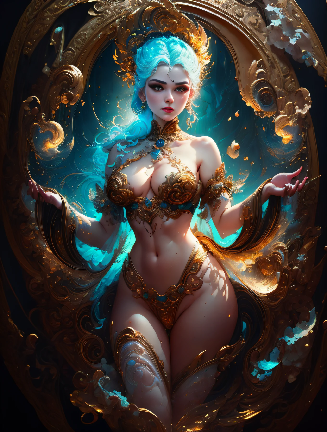 face by tom bagshaw art station,, Moon Goddess, Full Length Figure, Contemptuous Gaze, Detailed Face, (Naked: 1.4), (See-Through Lingerie: 1.3), Gold Decoration, Black Plain Background,beautiful caucasian girl close-up, body in dynamic movement, oil, digital art, splash, full body,art by Sakimichan,oriental mandala tattoo, fractal background, silver and gold and bronze spirit,floating antique clock, lamp ancient, splash,seductive pose, visible pubic hair, breasts visible,full body,beautiful European Caucasian Girl, Beauty, sexy, bare breast, cleavage, bare legs, see-through, standing, hanfu, wet, clear, realistic, highest detail, dragon pattern, phoenix, sacred, holy, golden mountains, heavenly palace, countless palaces, clouds, golden light, golden lotus, (tianchi bath), view of pubic hair,splash, full body,art by Sakimichan,slight smile,plash,seductive pose, visible pubic hair, breasts visible,full body,Transparent clothing, slight smile,Jean-Baptiste Monge style, bright, beautiful , splash, Glittering , cute and adorable, filigree, , rim lighting, lights, extremely , magic, surreal, fantasy, digital art, , wlop, artgerm and james jean,floating antique clock, lamp ancient, splash,floating antique clock,face by tom bagshaw art station,, The perfect masterpiece,Highest quality,Perfect artwork,8K, Upper Body Lens,front portrait,Delicate face,Watching the audience, beautifuGirl,Magical transparent eyes,white hair,Red background, Digital Art,plane illustrations,colorful illustration,minimalist style,anime cartoon style,face by tom bagshaw art station, view of pubic hair,Goddess maiden, gorgeous, splashing, flame, flowing pen and ink,full female body, beautiful caucasian girl close-up, body in dynamic movement,fluid, 3d fractals, light particles, spirit ink, smooth, shimmery, dreamy glow, 16k, sf, complex art masterpiece, Transparent clothing, slight smile,, open legs, view of pubic hair, 1 sexy girl in transparent forest clothes,exposed breasts, open transparent t-shir