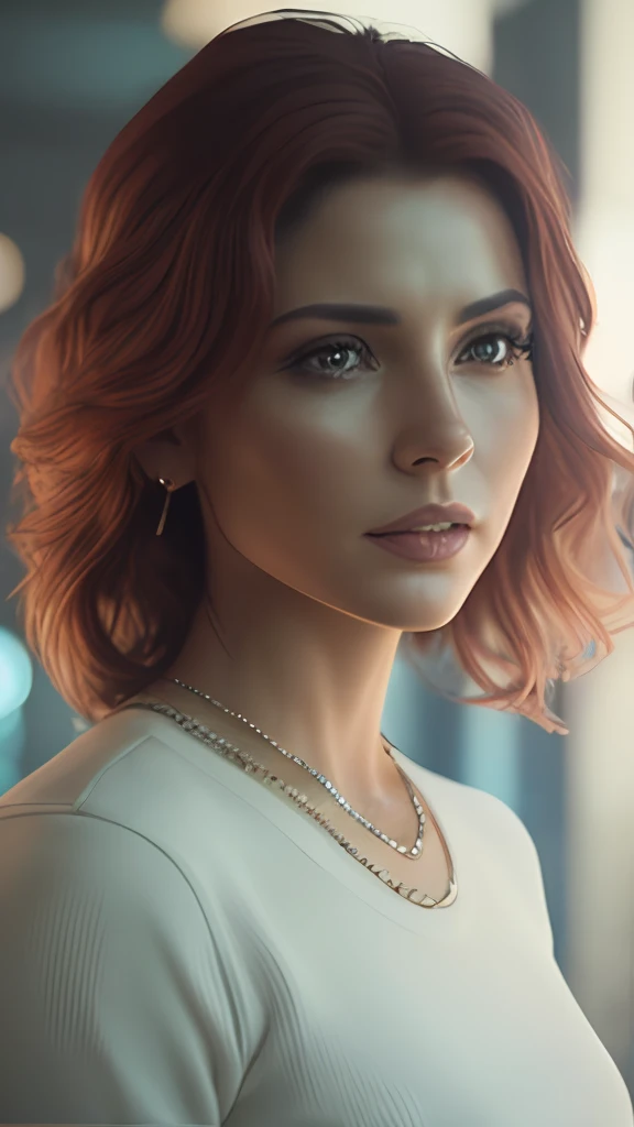 un primer plano de una mujer similar a Tina Louise, Renderizado retrato 8K, Arte airelibre 8K, Retrato de una mujer, detailed cinematic render, Personaje femenino, Estilo hiperrealista, Renderizado 3D de arte de personajes 8 k, Traza de rayos 4K, Trazado de rayos 4K, cinematic realistic portrait, Romance film filming