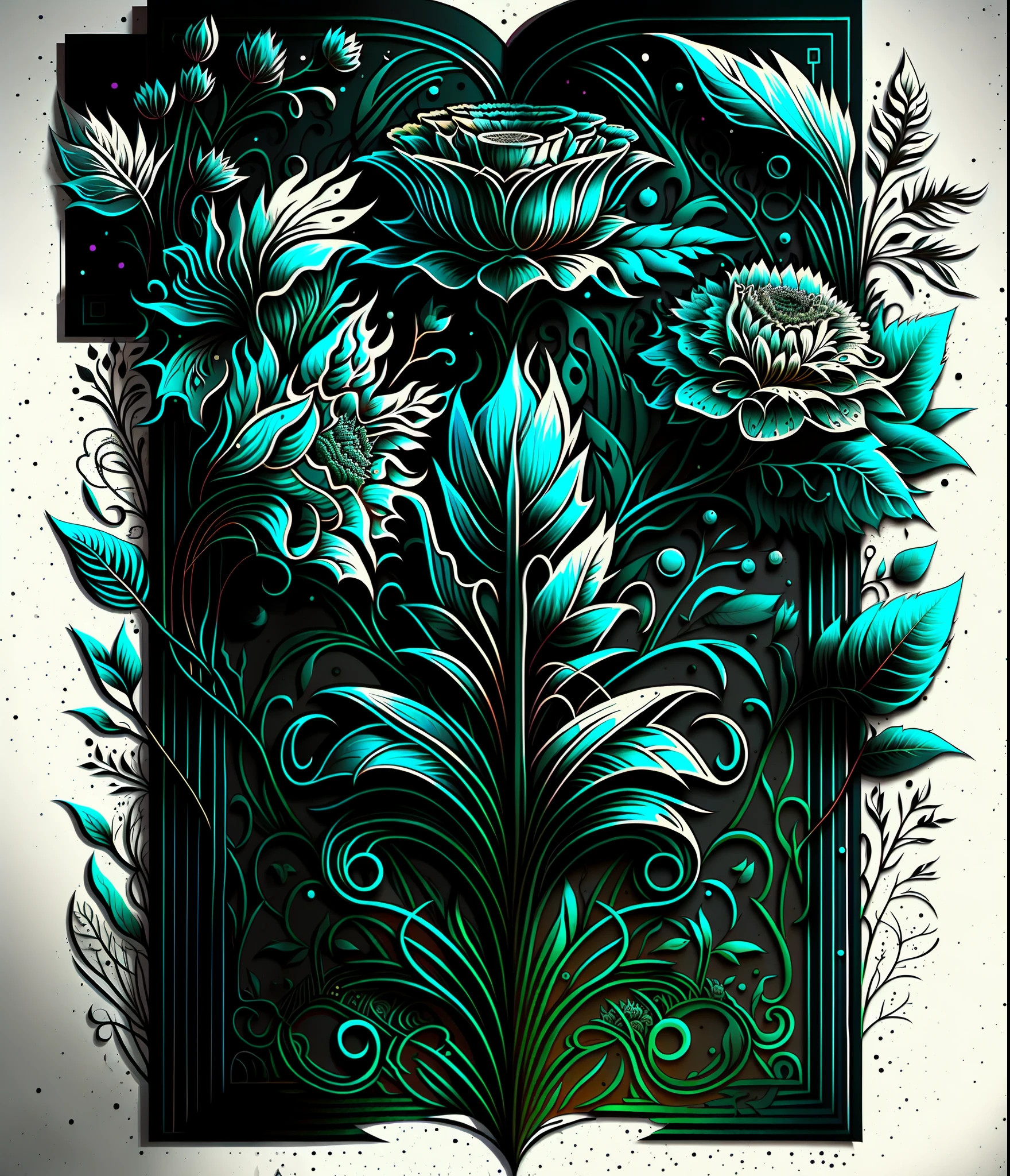 planar,florals,vectorial art,aesthetics,Super detailed depiction,Vivid and vivid,black andwhite,illustration,vectorial art