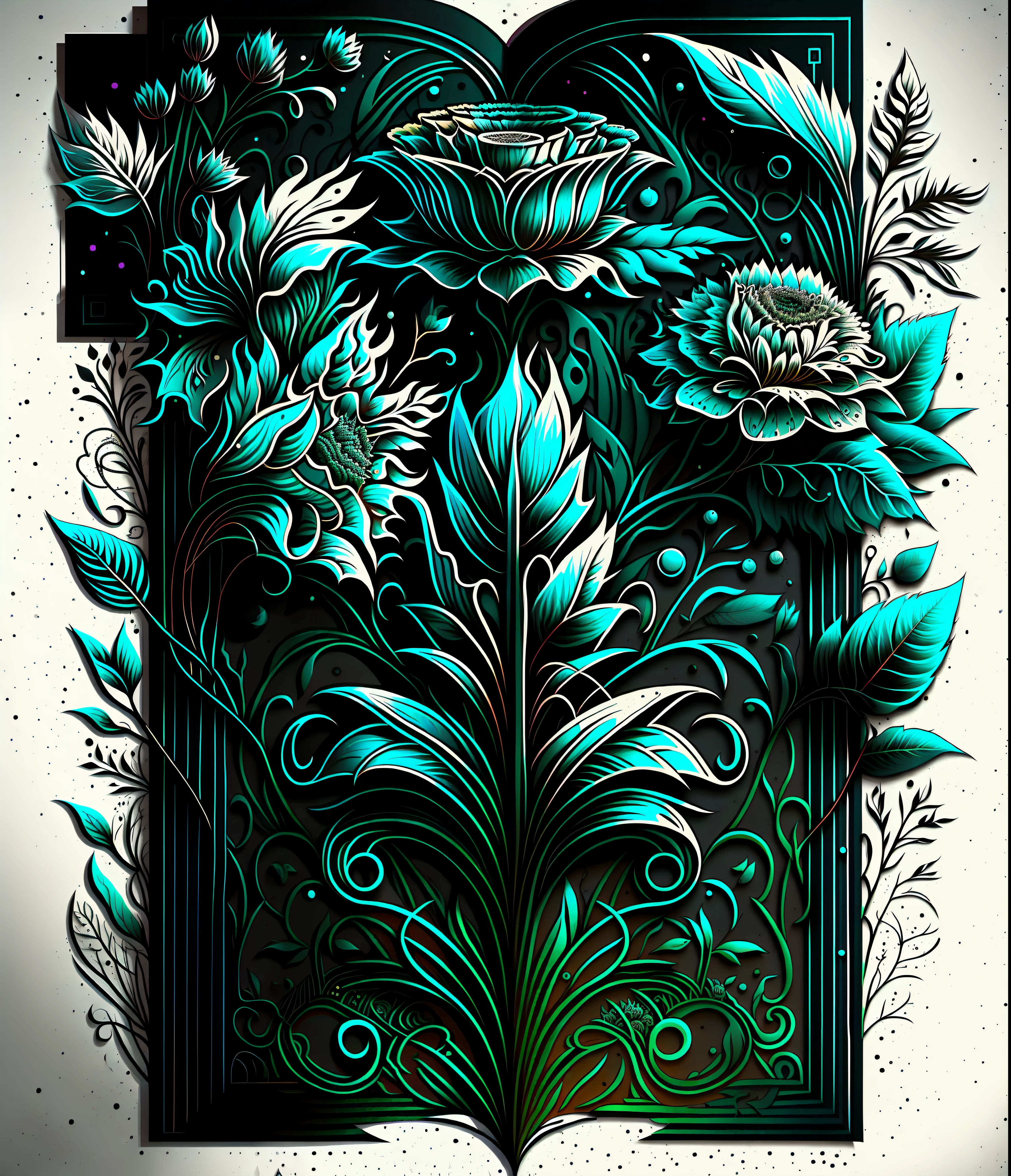 planar,florals,vectorial art,aesthetics,Super detailed depiction,Vivid and vivid,black andwhite,illustration,vectorial art