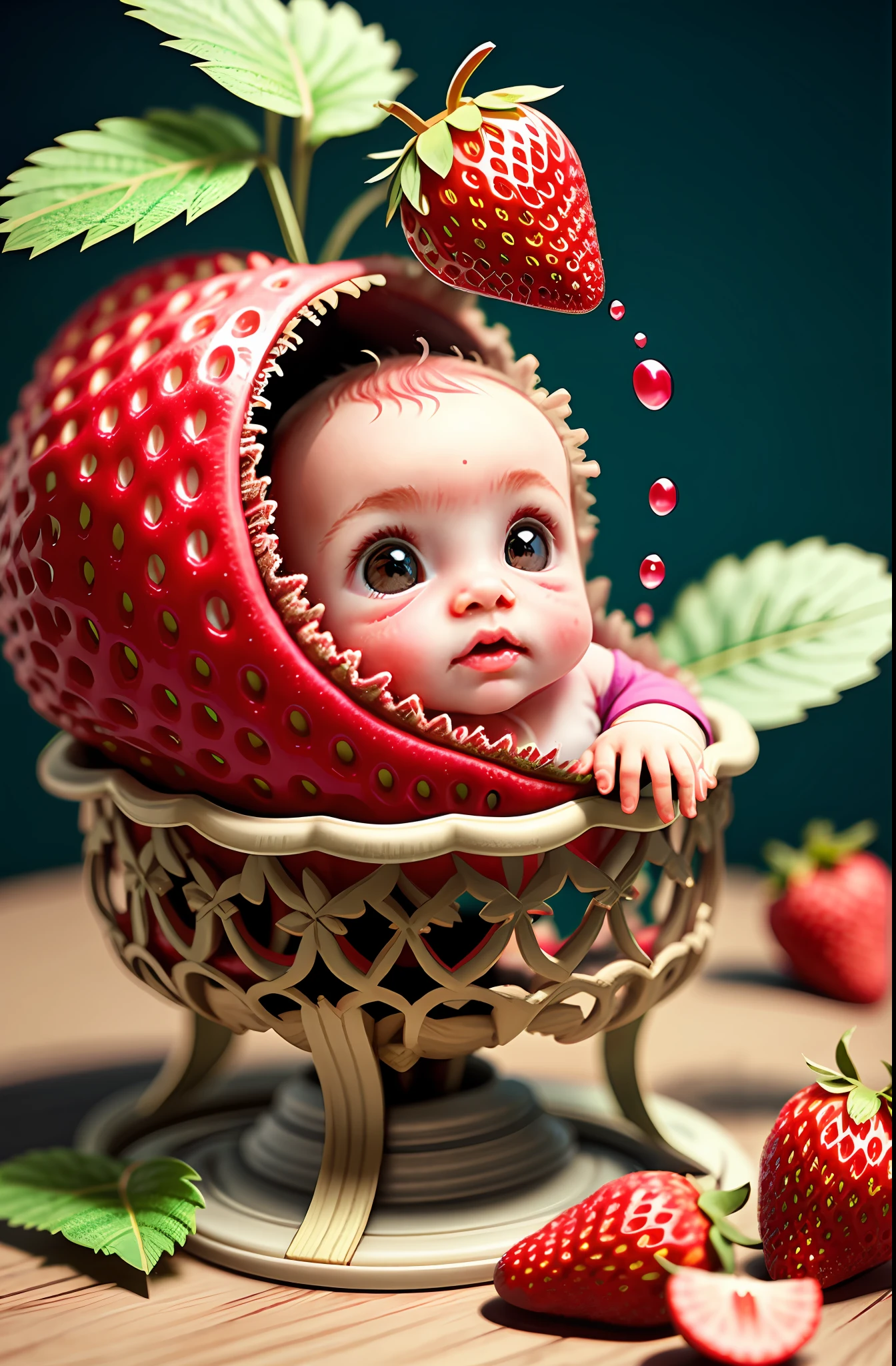 cute strawberry baby, octane render, unreal engine, highly detailed, intricate