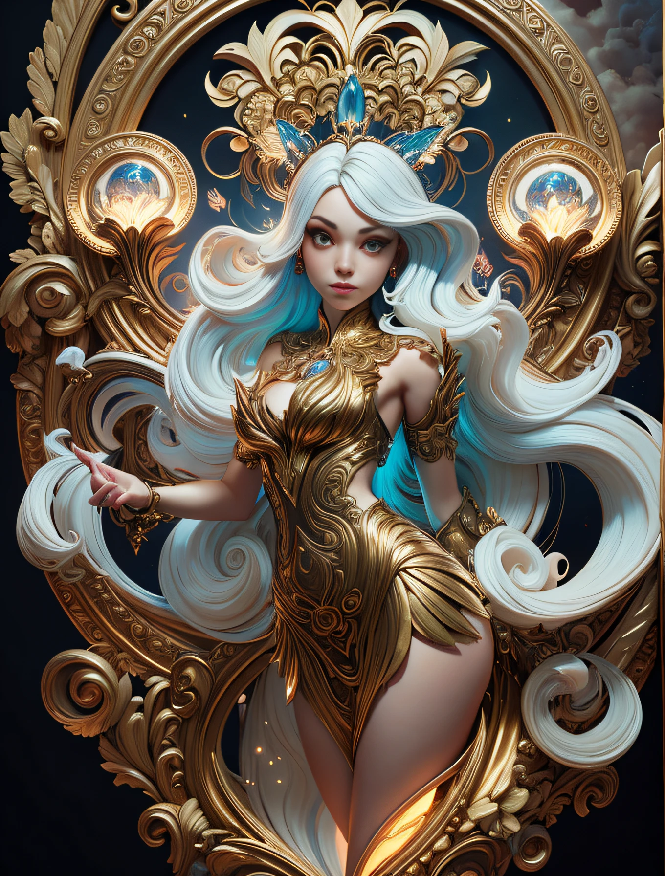 face by tom bagshaw art station, Moon Goddess, full length figure, contemptuous gaze, detailed face, 1.4), gold decoration, plain black background, beautiful Caucasian girl closeup, dynamic moving body, digital art, splash, full body, Sakimichan art, oriental mandala tattoo, fractal background, silver and gold and bronze spirit, floating antique clock, antique lamp, splash, seductive pose, visible pubic hair , visible small breasts, full body, beautiful European Caucasian girl, sexy lady beauty, bare breasts, open neckline, clothing transparent fabric, standing, realistic, highest detail, holy holy, golden eyes, heavenly palace, countless palaces, clouds, golden light, golden lotus, (tianchi bath), pubic hair view, splash, full body, Sakimichan art, slight smile, seductive pose, visible pubic hair, full body, transparent clothes, Jean-Bapti style ste monge, shiny, beautiful girl, glittering, cute adorable filigree, edge lighting, lights, surreal, fantasy, digital art, wlop, artgerm and james jean, floating antique clock, antique lamp, floating antique clock, tom bagshaw art station face, the perfect masterpiece, highest quality, the perfect artwork, 8K, upper body lens, frontal portrait, delicate face, looking at the audience, beautiful girl, magical transparent eyes, platinum hair and 3d fractals, colorful illustration, anime cartoon style, face of tom bagshaw art station, dreamy glow, golden, goddess maiden, flame, flowing female full body, close-up of beautiful caucasian girl, body in motion dynamic, fluent, 3d fractals, light particles, spiritual ink, soft, glittering, minimalistic style, 16k, intricate art masterpiece, open legs, see-through clothing, goddess maiden , 1 sexy girl in transparent forest clothes, exposed breasts, open transparent T-shirt