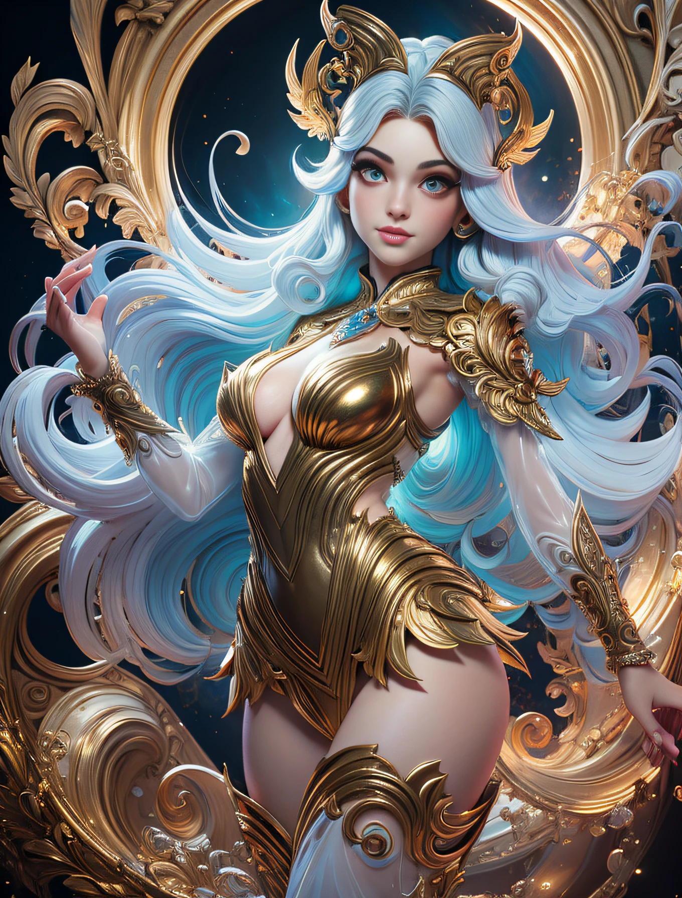 face by tom bagshaw art station, Moon Goddess, full length figure, contemptuous gaze, detailed face, 1.4), gold decoration, plain black background, beautiful Caucasian girl closeup, dynamic moving body, digital art, splash, full body, Sakimichan art, oriental mandala tattoo, fractal background, silver and gold and bronze spirit, floating antique clock, antique lamp, splash, seductive pose, visible pubic hair , visible small breasts, full body, beautiful European Caucasian girl, sexy lady beauty, bare breasts, open neckline, clothing transparent fabric, standing, realistic, highest detail, holy holy, golden eyes, heavenly palace, countless palaces, clouds, golden light, golden lotus, (tianchi bath), pubic hair view, splash, full body, Sakimichan art, slight smile, seductive pose, visible pubic hair, full body, transparent clothes, Jean-Bapti style ste monge, shiny, beautiful girl, glittering, cute adorable filigree, edge lighting, lights, surreal, fantasy, digital art, wlop, artgerm and james jean, floating antique clock, antique lamp, floating antique clock, tom bagshaw art station face, the perfect masterpiece, highest quality, the perfect artwork, 8K, upper body lens, frontal portrait, delicate face, looking at the audience, beautiful girl, magical transparent eyes, platinum hair and 3d fractals, colorful illustration, anime cartoon style, face of tom bagshaw art station, dreamy glow, golden, goddess maiden, flame, flowing female full body, close-up of beautiful caucasian girl, body in motion dynamic, fluent, 3d fractals, light particles, spiritual ink, soft, glittering, minimalistic style, 16k, intricate art masterpiece, open legs, see-through clothing, goddess maiden , 1 sexy girl in transparent forest clothes, exposed breasts, open transparent T-shirt