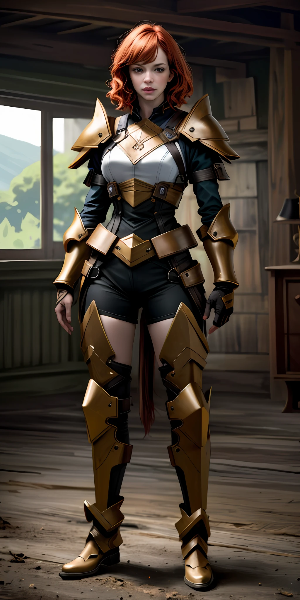 (full body photo:1.2) christina hendricks as an amazon warrior, highly detailed, 4k, hdr, soft, sharp focus, high resolution, award winning photo