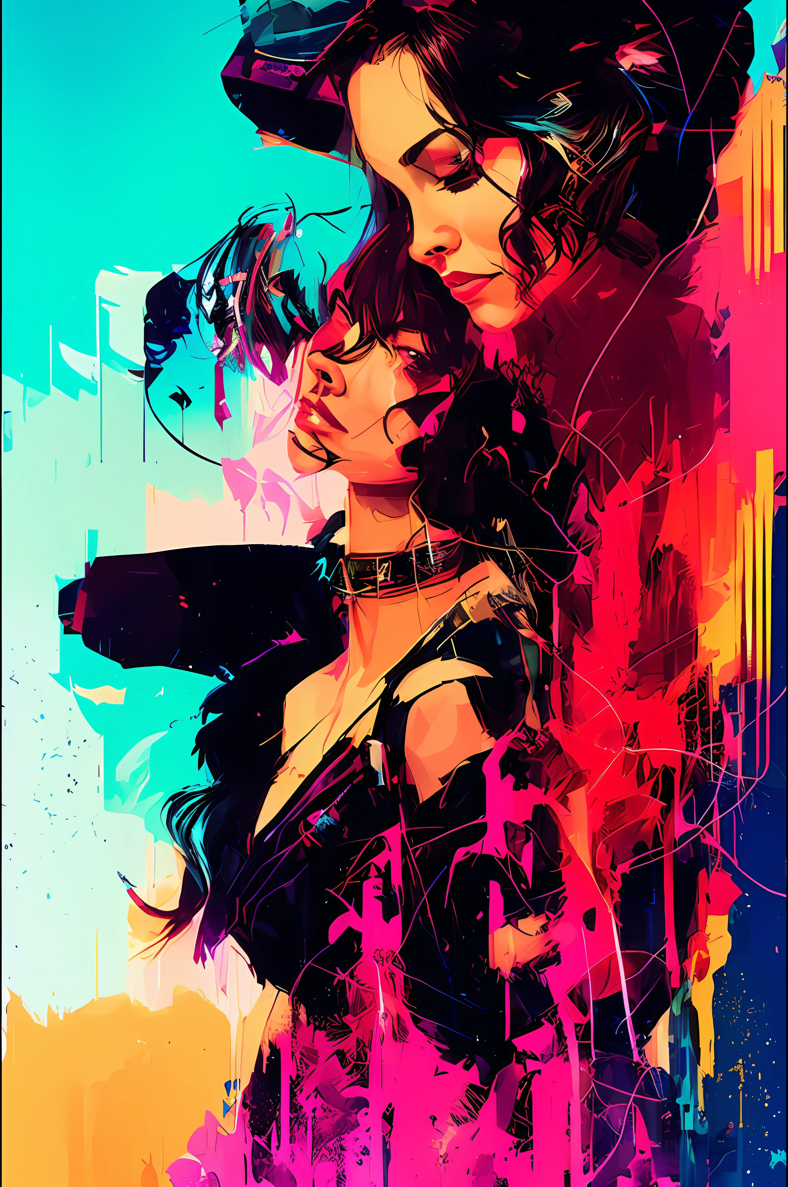 portait beautiful woman dancing, neon lights, sexy, sensual,, snthwve style nvinkpunk, by jeremy mann, by sandra chevrier, by dave mckean and richard avedon and maciej kuciara, punk rock, tank girl, high detailed, 4k, RTX