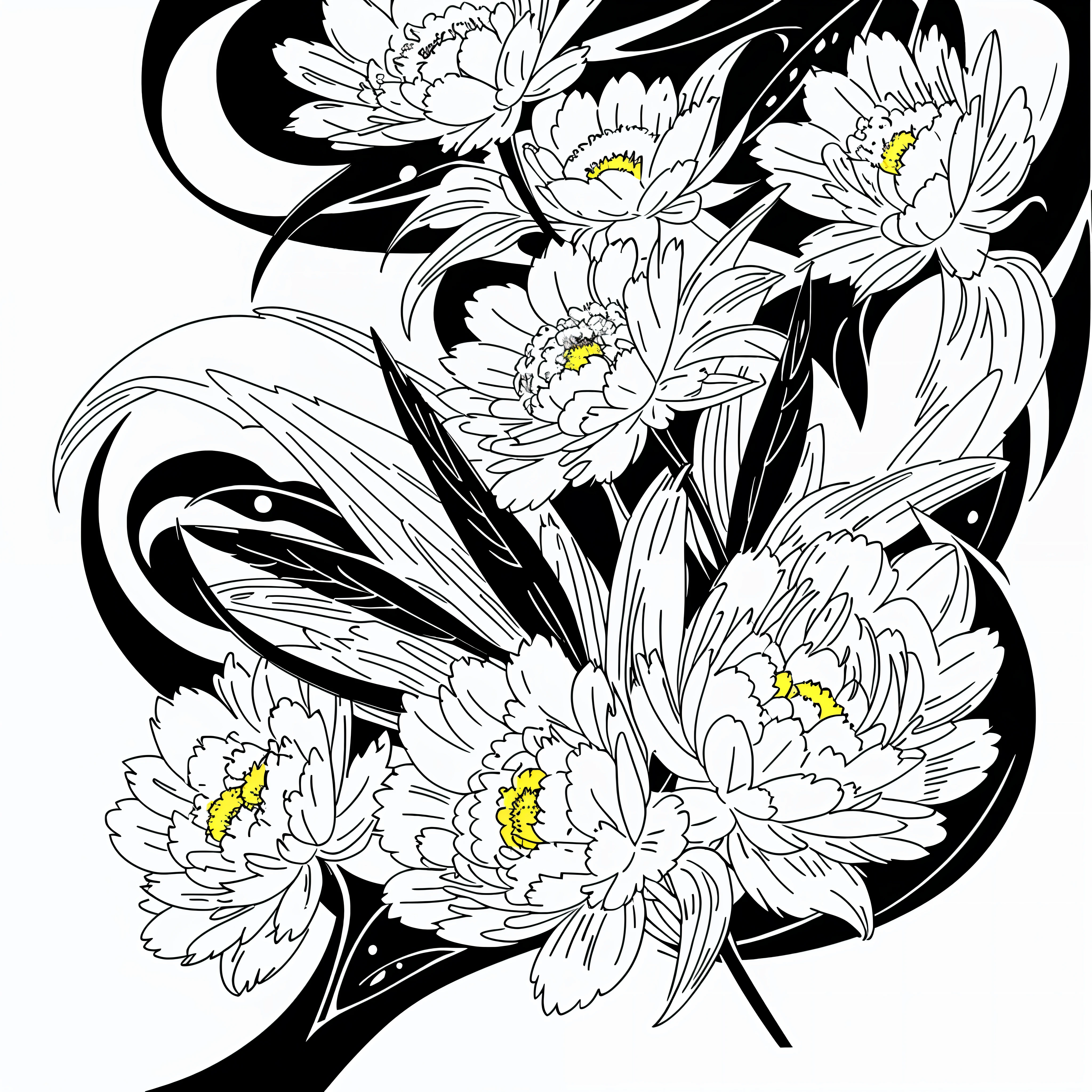 highly detailed,复杂,tmasterpiece,best qualtiy,planar,florals,vectorial art,aesthetics,Super detailed depiction,Vivid and vivid,black andwhite,illustration,vectorial art