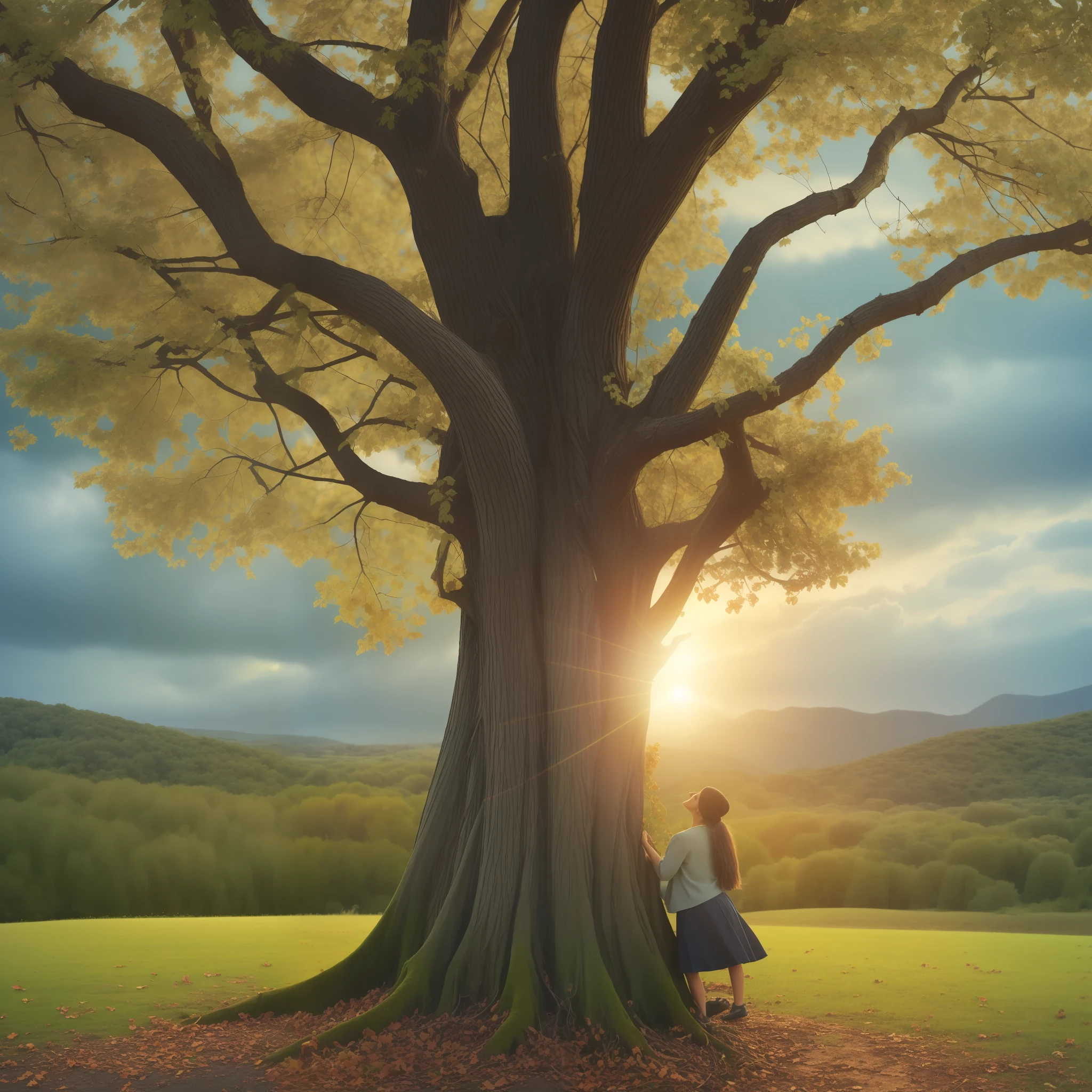 Hope in the Midst of Depression, Tema: A Promessa de Consolo Divino: Hope in the Midst of Depression, Tema: A Promessa de Consolo Divino, "Create an inspiring cover image for the course 'How to Defeat Depression'. The image should convey hope, Renewal and victory over depression. Include a leafy tree with deep, exposed roots with vibrant branches, representando crescimento e estabilidade. Add a serene sky, raios de sol, soft colors and the words 'How to Defeat Depression' in an elegant and readable font. The image should convey confidence, Determination and optimism. the image should have the protion of 16:9"
 PARENT