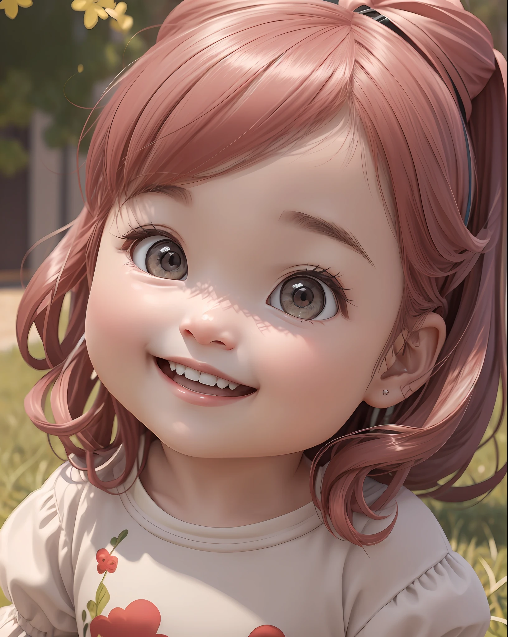 melhor qualidade, 1girl, baby's face, sorriso, bonito, c4d, ruiva,