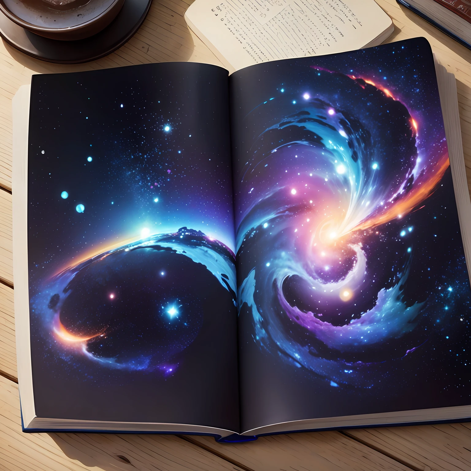 galaxy on the sheets of a book --auto