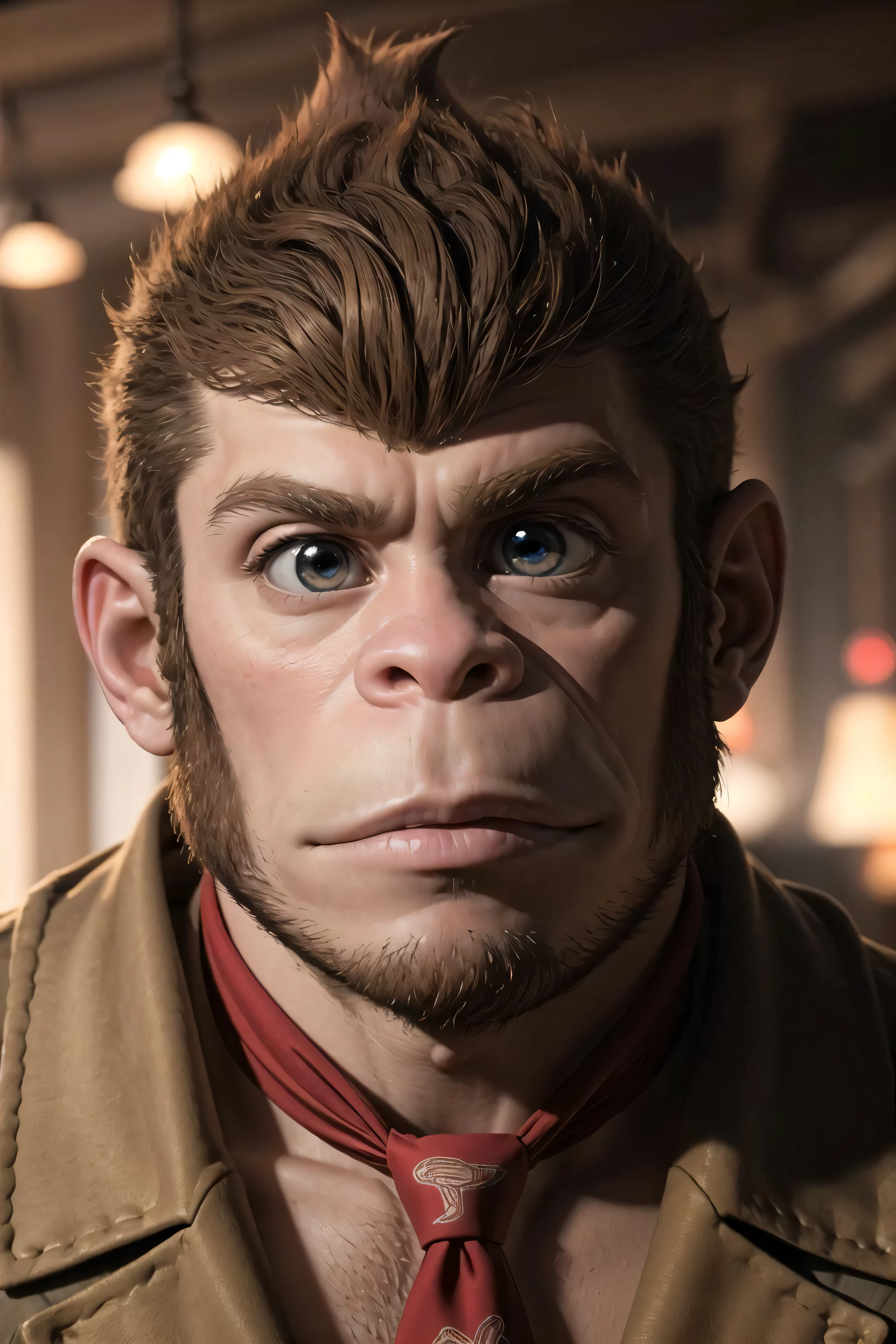 (detailed face and eyes:1.3),
dkong,necktie,monkey,furry,no humans,
Ultra-detail,(highres:1.1),best quality,(masterpiece:1.3),cinematic lighting,
