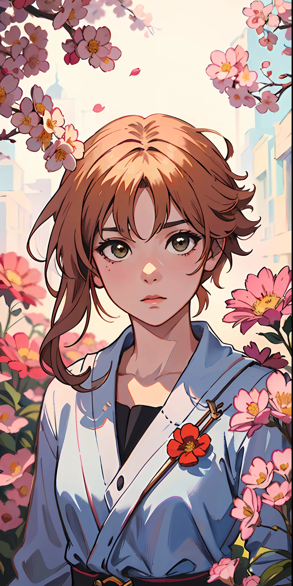 pintura de uma mulher com flores roxas em seu cabelo, retrato bonito do anime, Digital anime illustration, retrato estilo anime, retrato anime, Estilo de arte anime bonito, arte digital detalhada bonito, arte de anime digital, arte de anime digital detalhada, estilo de arte impressionante, No estilo de arte de Bowater, fanart detalhado, pintado em anime painter studio, retrato bonito