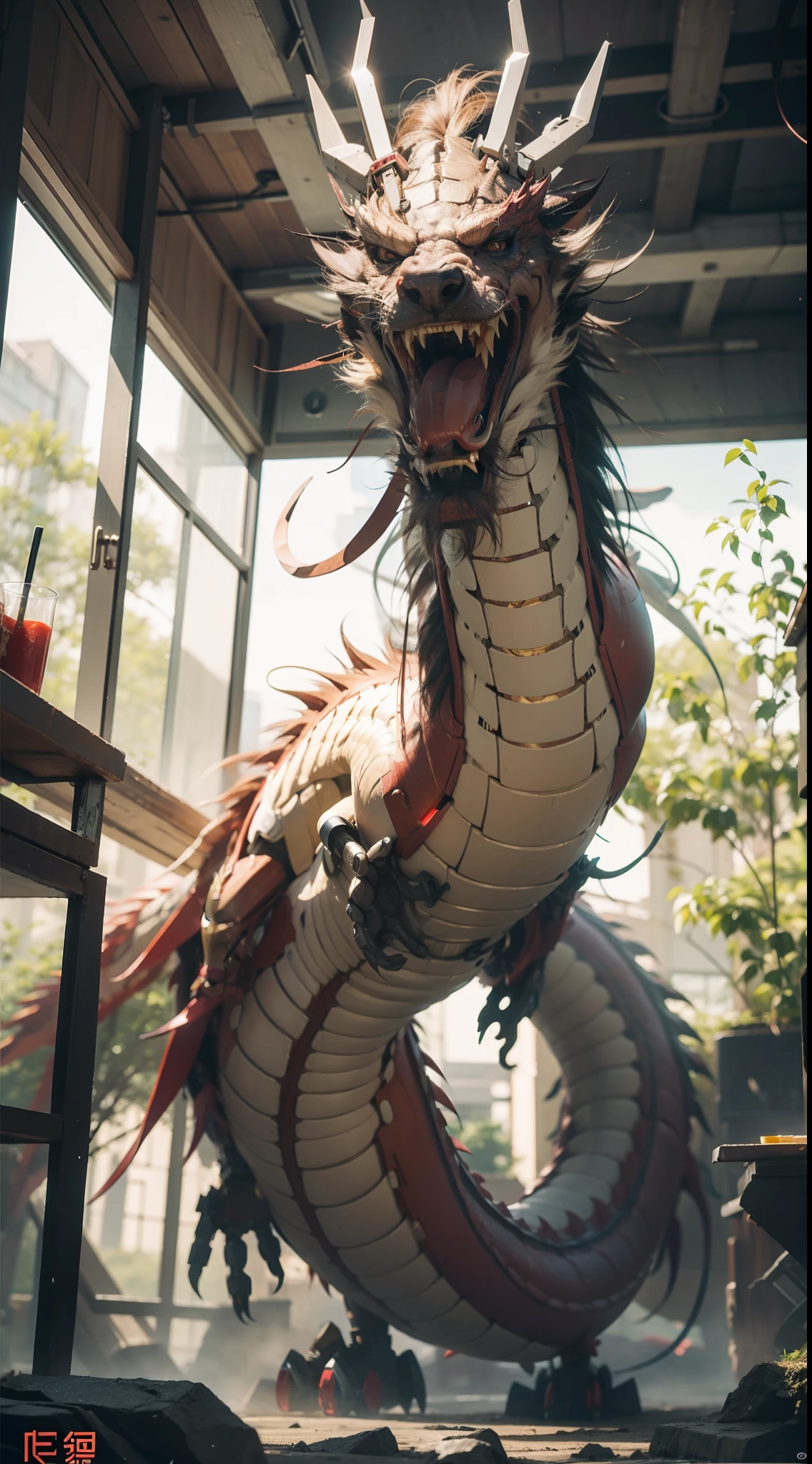 Chinese dragon wears Iron Man mecha