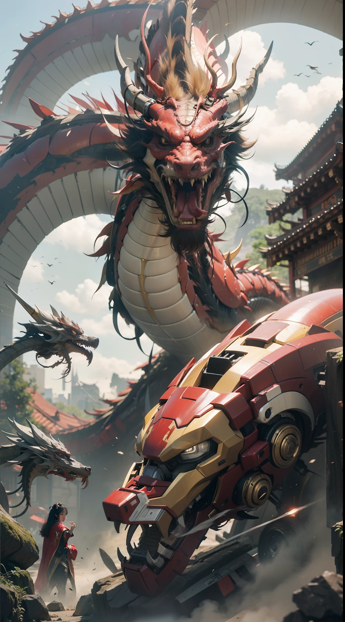 Chinese dragon wears Iron Man mecha