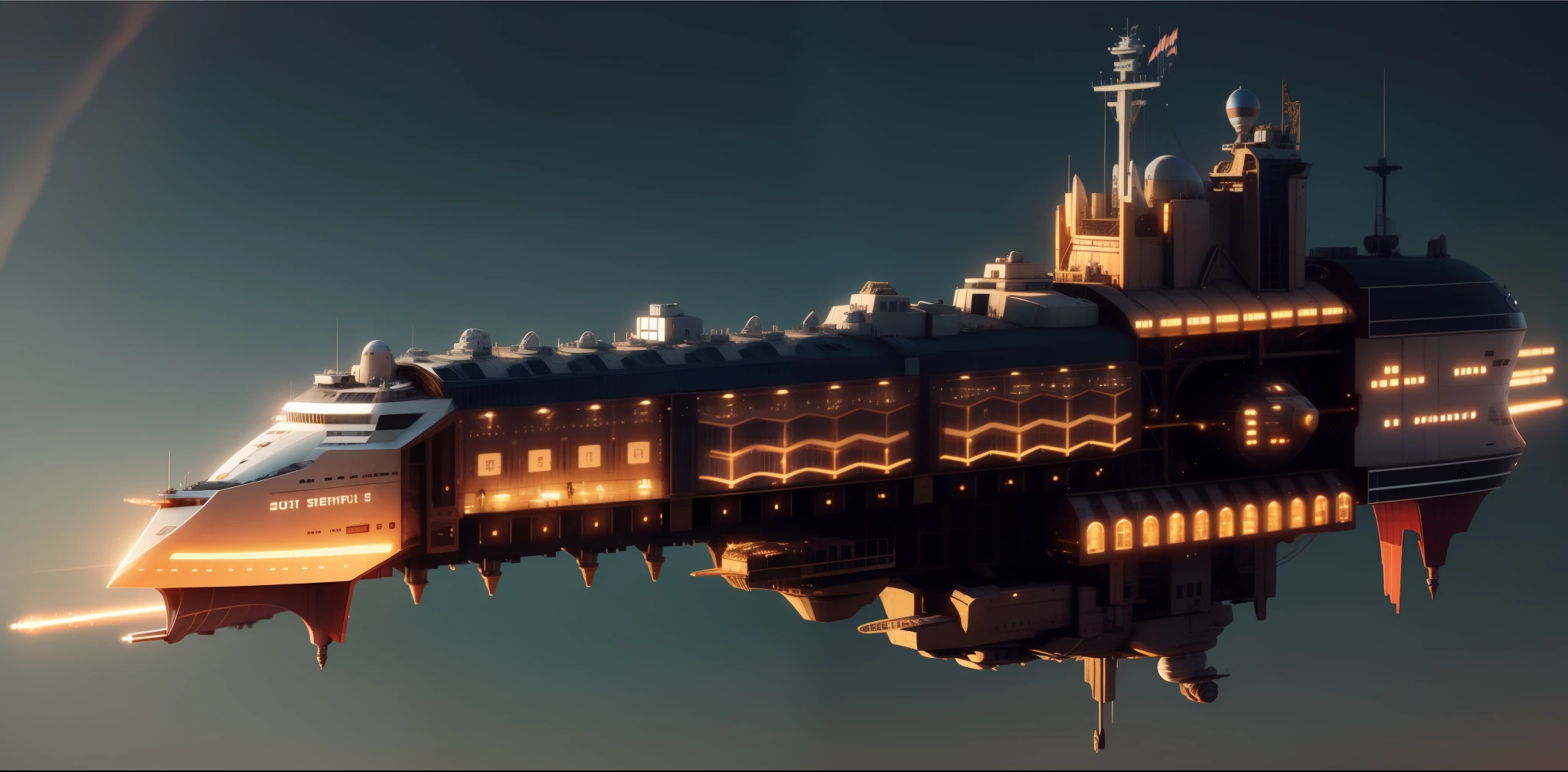 spaceship, as realistic as possible, The ship has metallic colors,