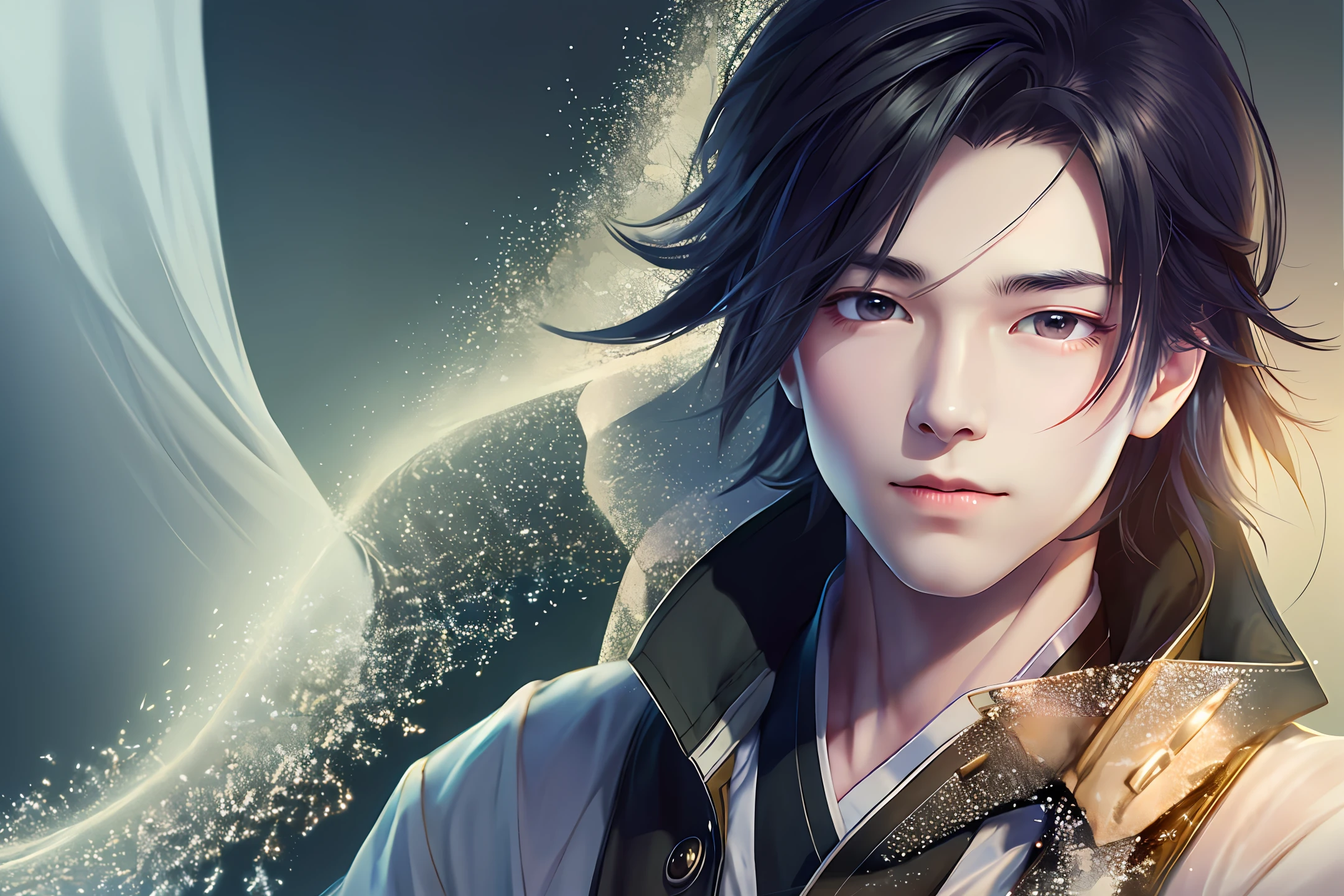 Male Nikkei,Three and seven points,gentleness,Solitude,Clean complexion,Clear eyes,head portrait