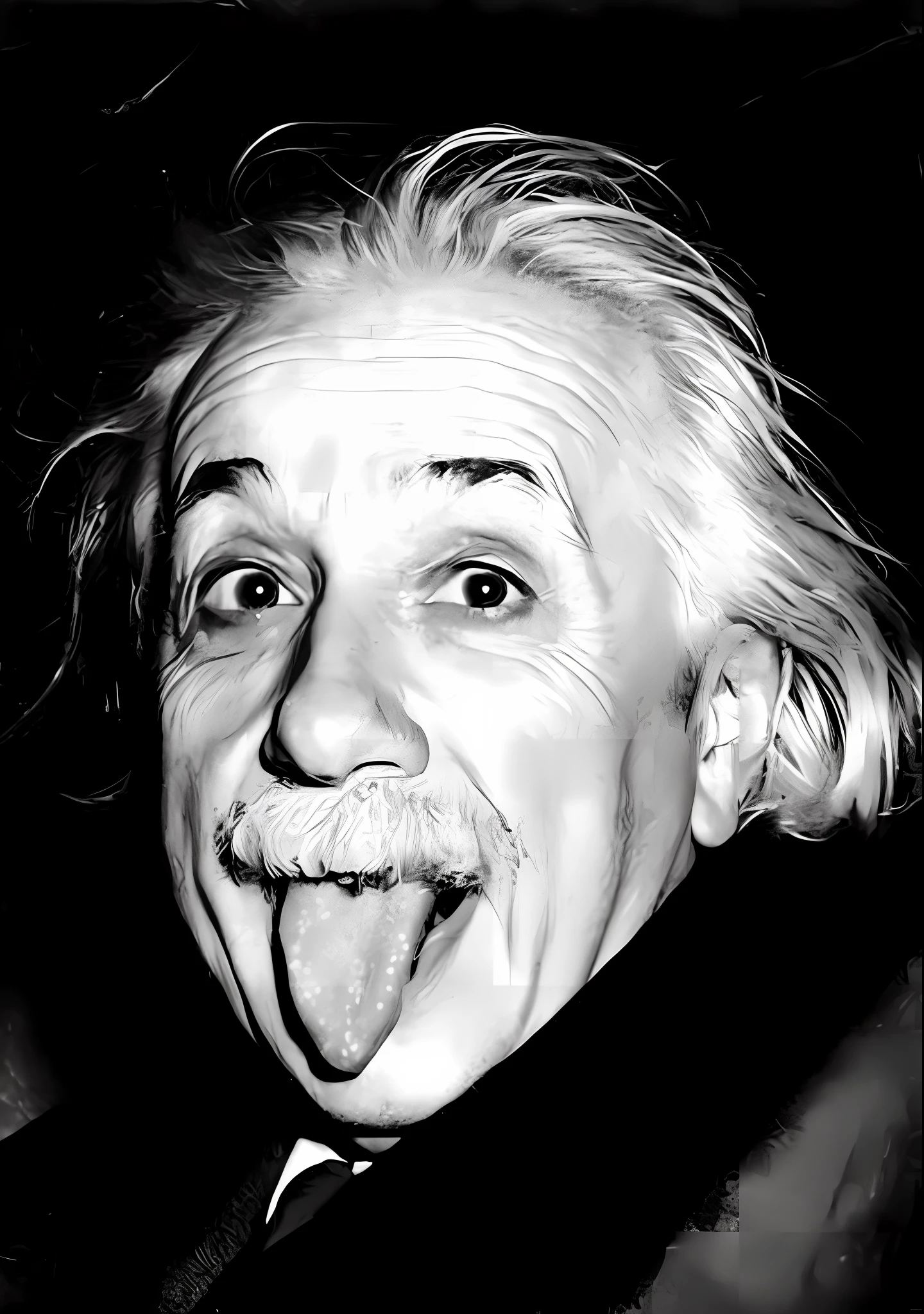 a black and white photo of a man sticking his tongue out, albert einstein, Einstein, Retrato de Albert Einstein, Retrato de Einstein, foto muito famosa, albert einstein as a ager, an amazing photo, foto muito conhecida, Tongue out, foto famosa, sorriso insano, genie, cara de louco, Trippy, fotografia famosa, platao, Rosto LSD, Expressivo!!!!!, retrato!!!!