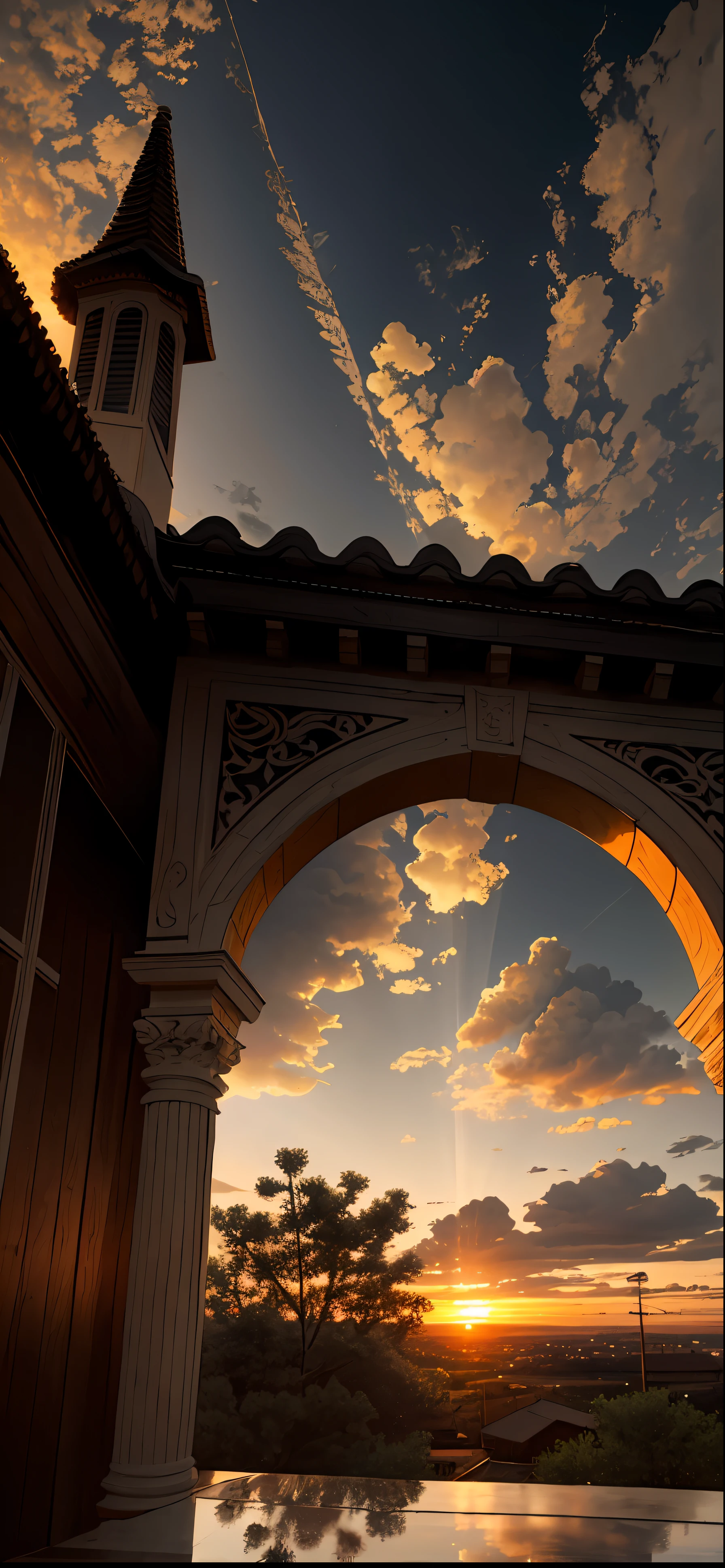 highres, imagination, (realistic), clear skies, composition, sunset, (hdr:1.5), outdoors, intricate details,
