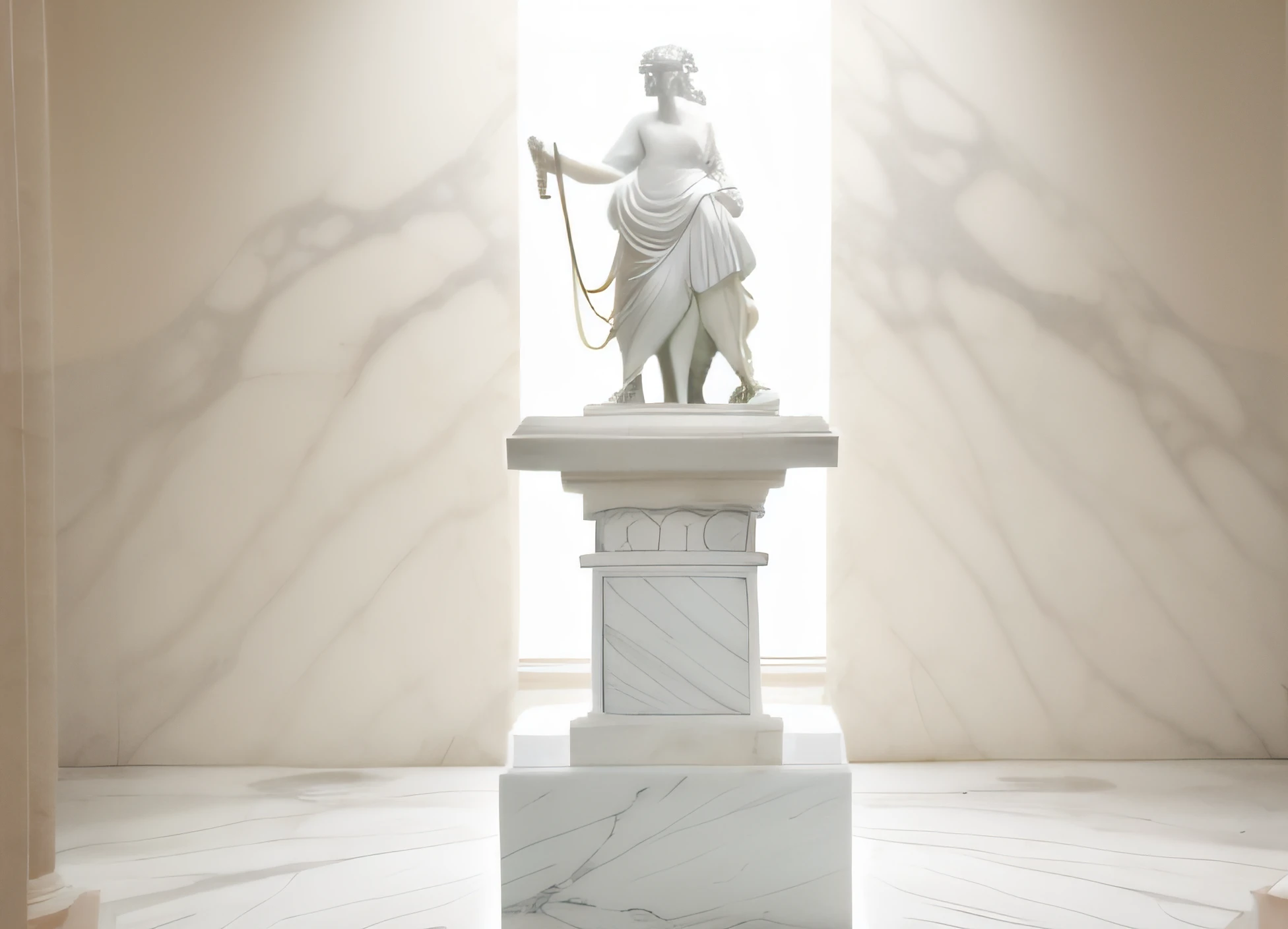 Escultura maqueta blanca de 1 bandera flameando, Classical antiquities, White marble model sculpture, Classical model sculpture of moving fabric, Classic marble model, Modelo grande, (((White Greek marble statue))), ((fotorrealista)) realista, luz proveniente de arriba, yeso, Foto de estudio.