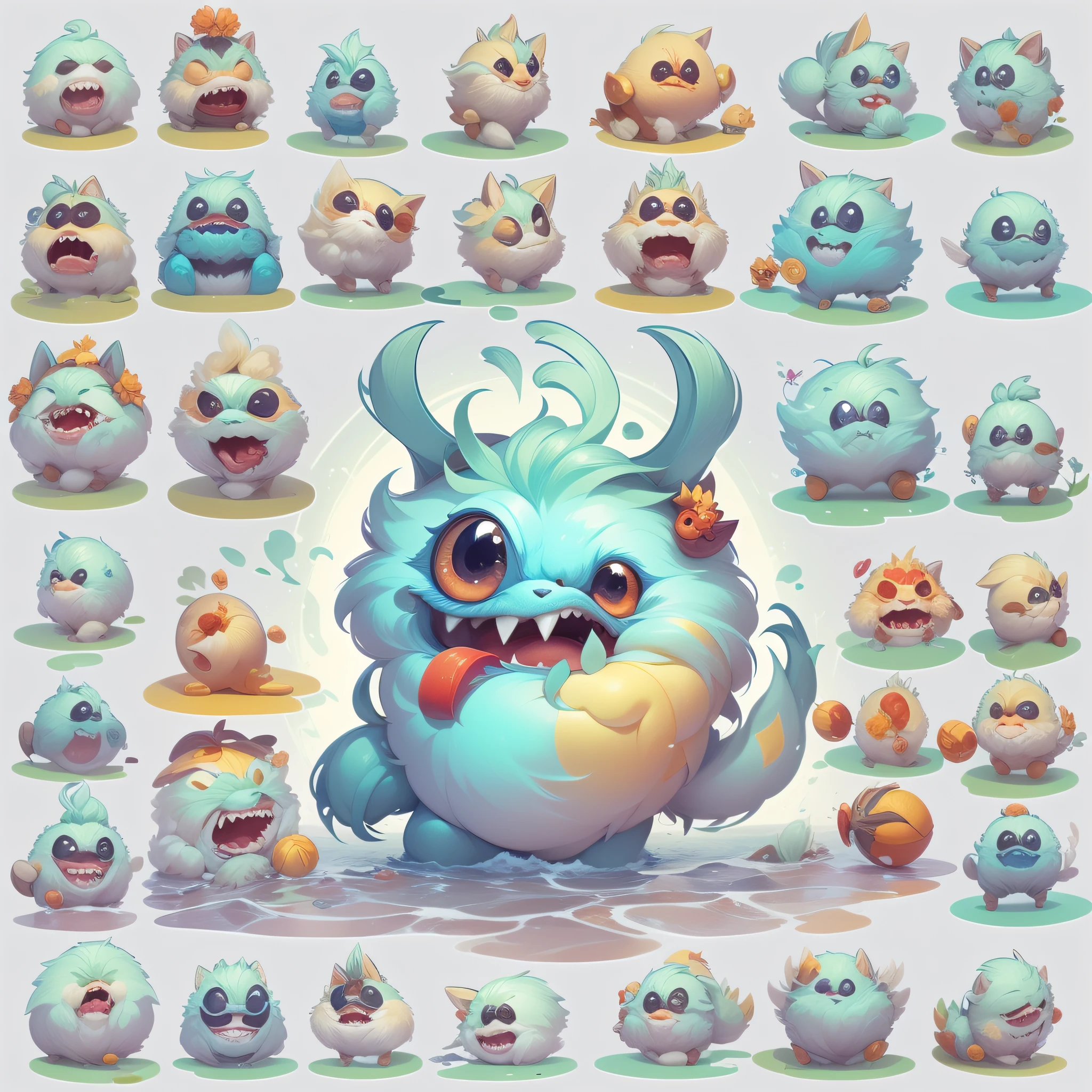 Masterpiece,High Quality,High resolution,The highest resolution,White background,solid color background,transparent background,no background,remove background,Complicated details,Highest quality,game icon,game icon institute,cartoon_style,full body,Cute Fluffy Monster,Water,