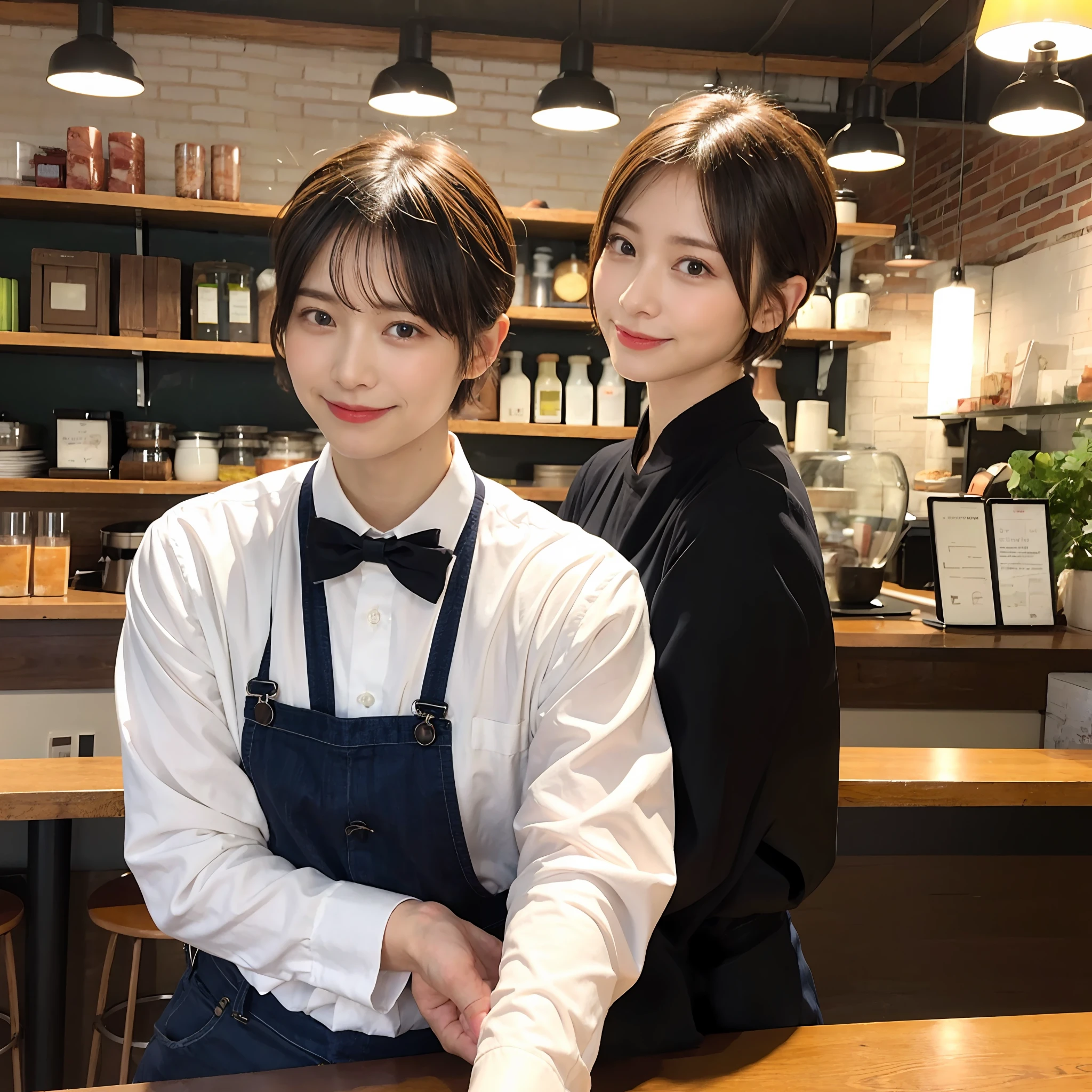 Male clerk in his 50s、cafes、short-haired、Shorthair