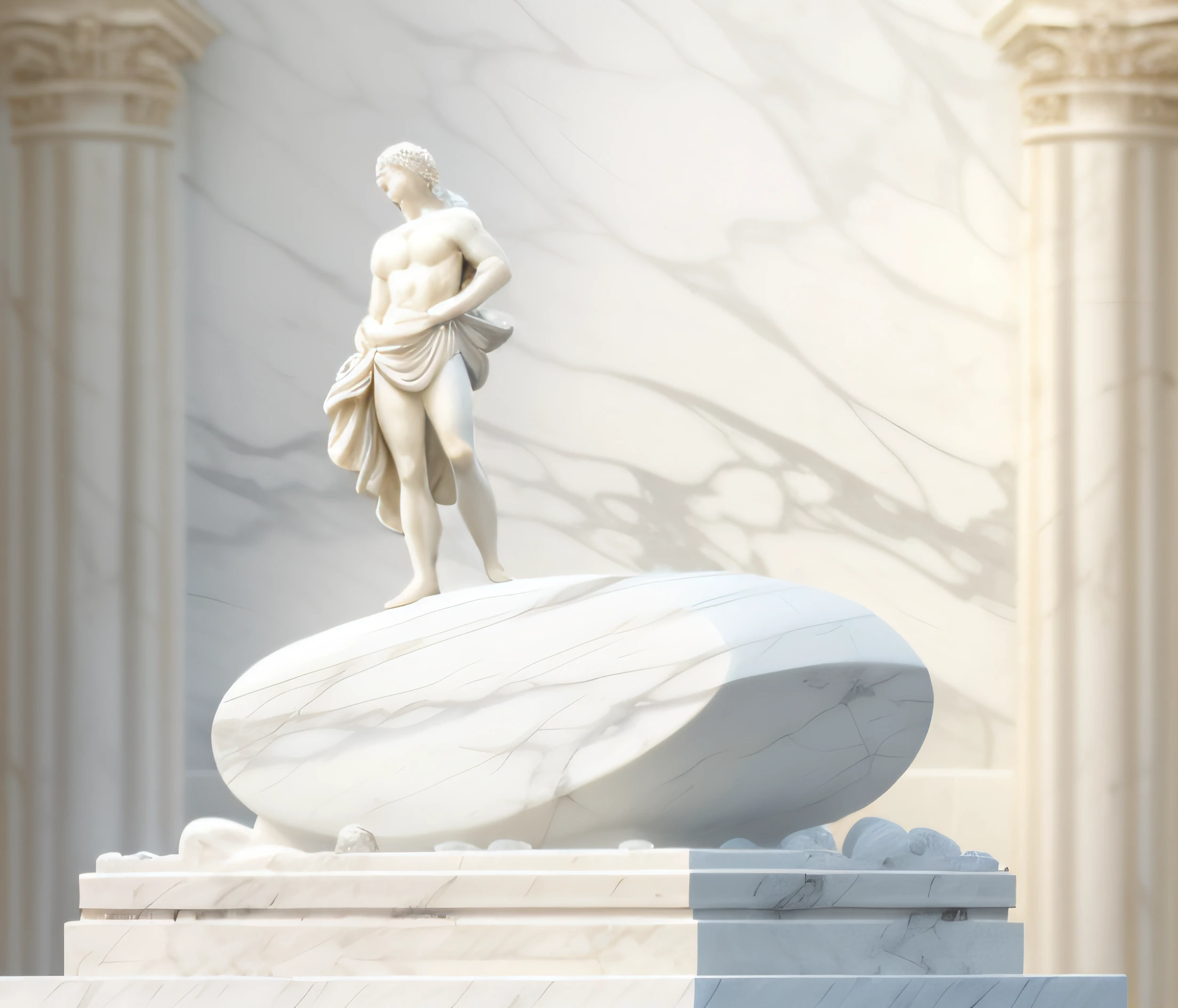Escultura maqueta marco de ornamentos art noveau, Classical antiquities, White marble model sculpture, Classical model sculpture of moving ornaments, Classic marble model, marcos grande, (((White Greek marble statue))), ((fotorrealista)) realista, luz proveniente de arriba, yeso, Foto de estudio.