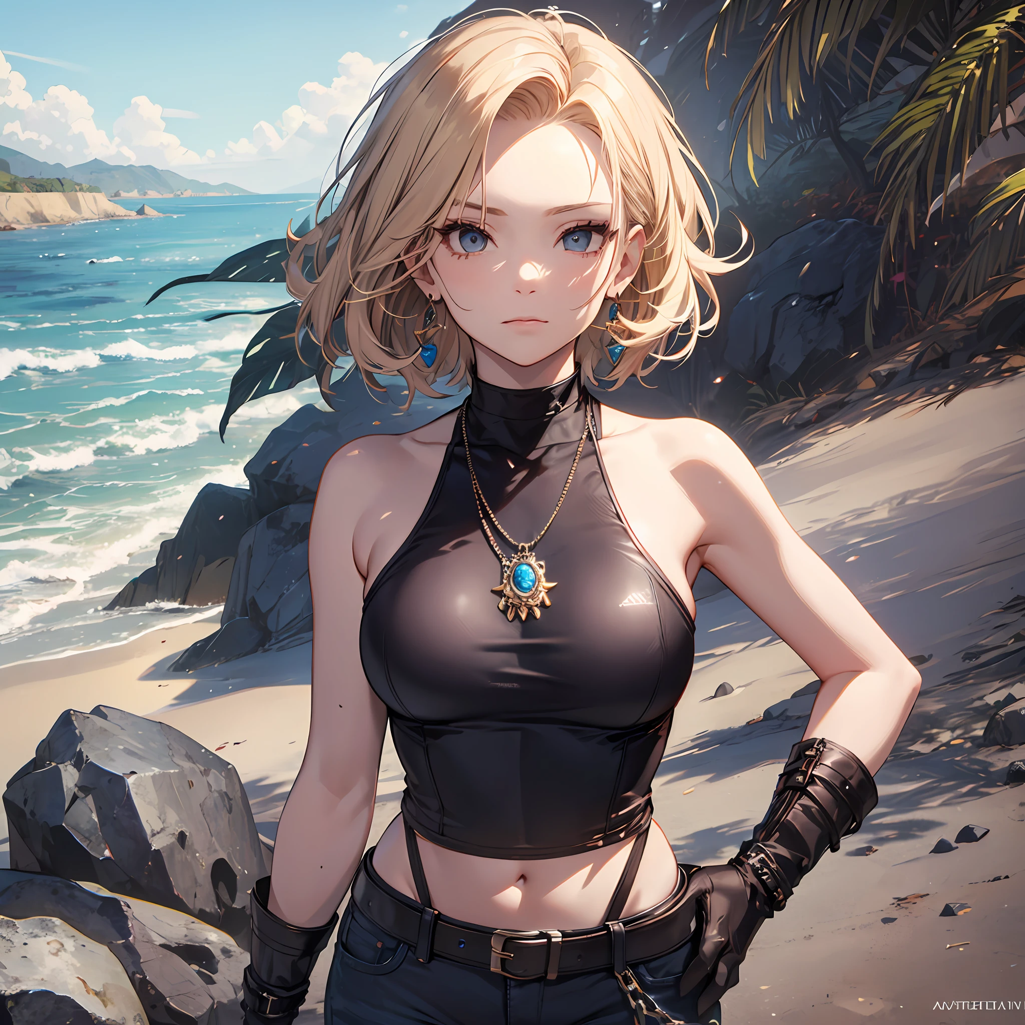 Steppiece, Best Quality, Ultra-detailed, Absurd, Portrait of cute android18DB, Realistic face, Solo, earrings, Jewelry, , brave, Eyeshadow closed, the beach, gloves, Necklace, Rock, Standing, fighting position, Volumetric lighting, Best Quality, masutepiece, Intricate details, tonemapping, Sharp Focus, Hyper Detailed short pants sleeveless
Waiting to start