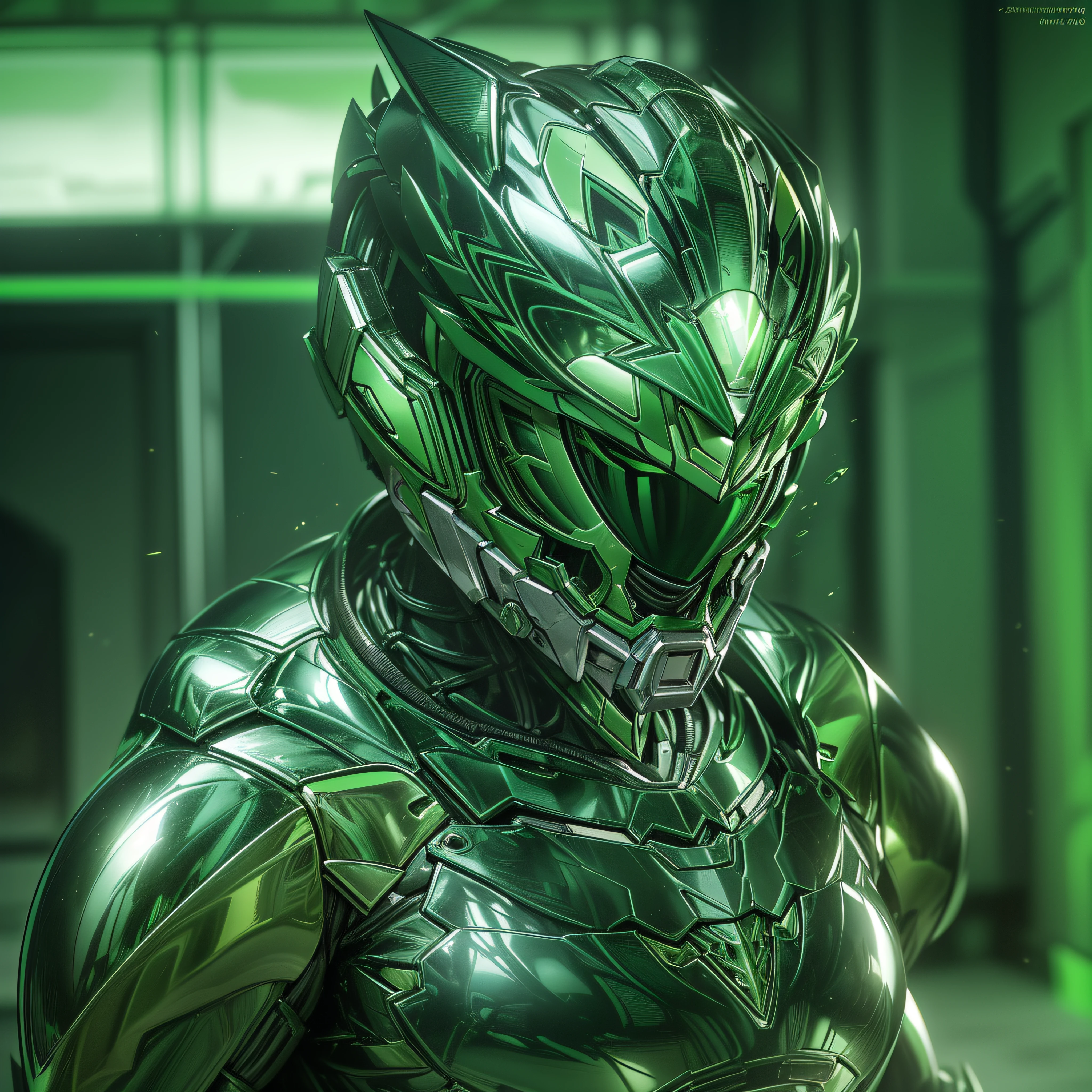 Full body image, Handsome man, made of Green metal, (Green Cyborg: 1.1), (((Green Power Ranger's style helmet with chrome face plate))), ([Tail | Detail Wire]: 1.3), (Complex Detail), HDR, (Complex Detail, Ultra Detail: 1.2), Cinematic Shot, Masterpiece, Best Quality, High Resolution, Vaginal Foreign Object Insertion, Centering