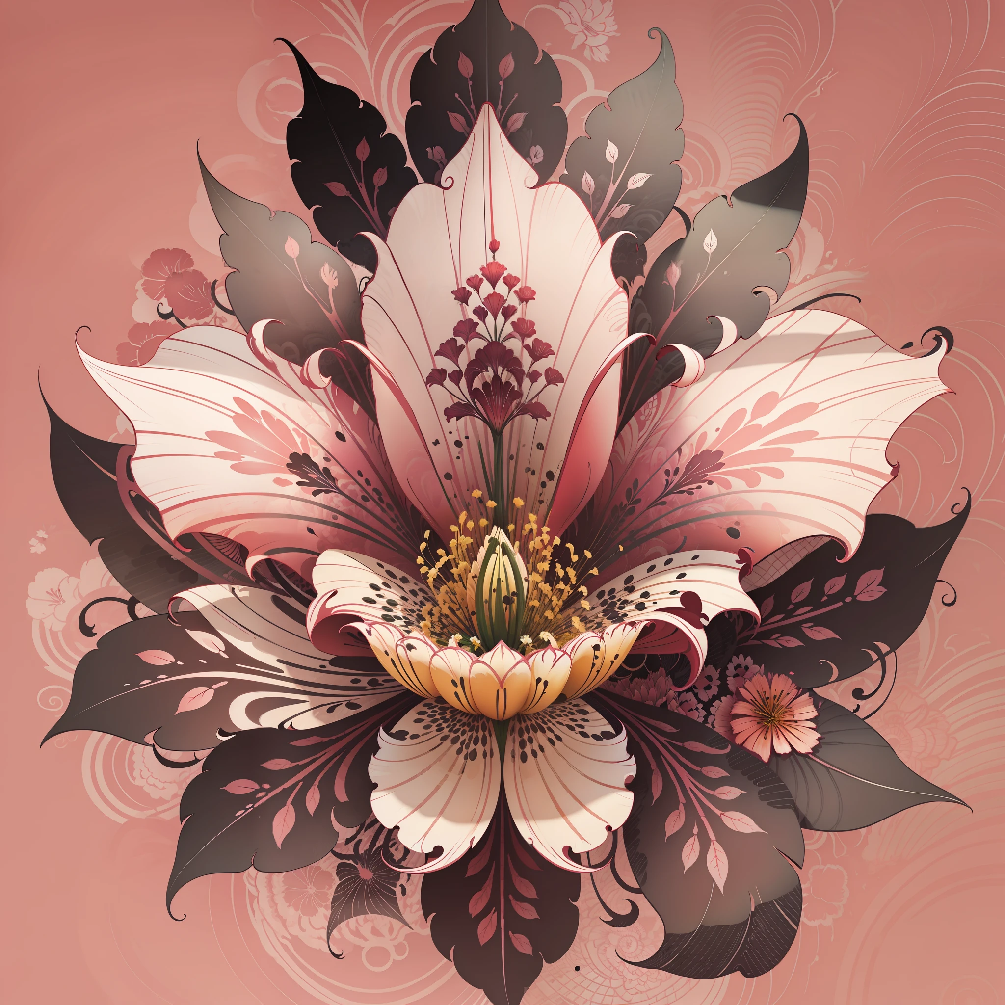 abstract lily flower wallpaper, vector style, splash ink, colorful, intricate