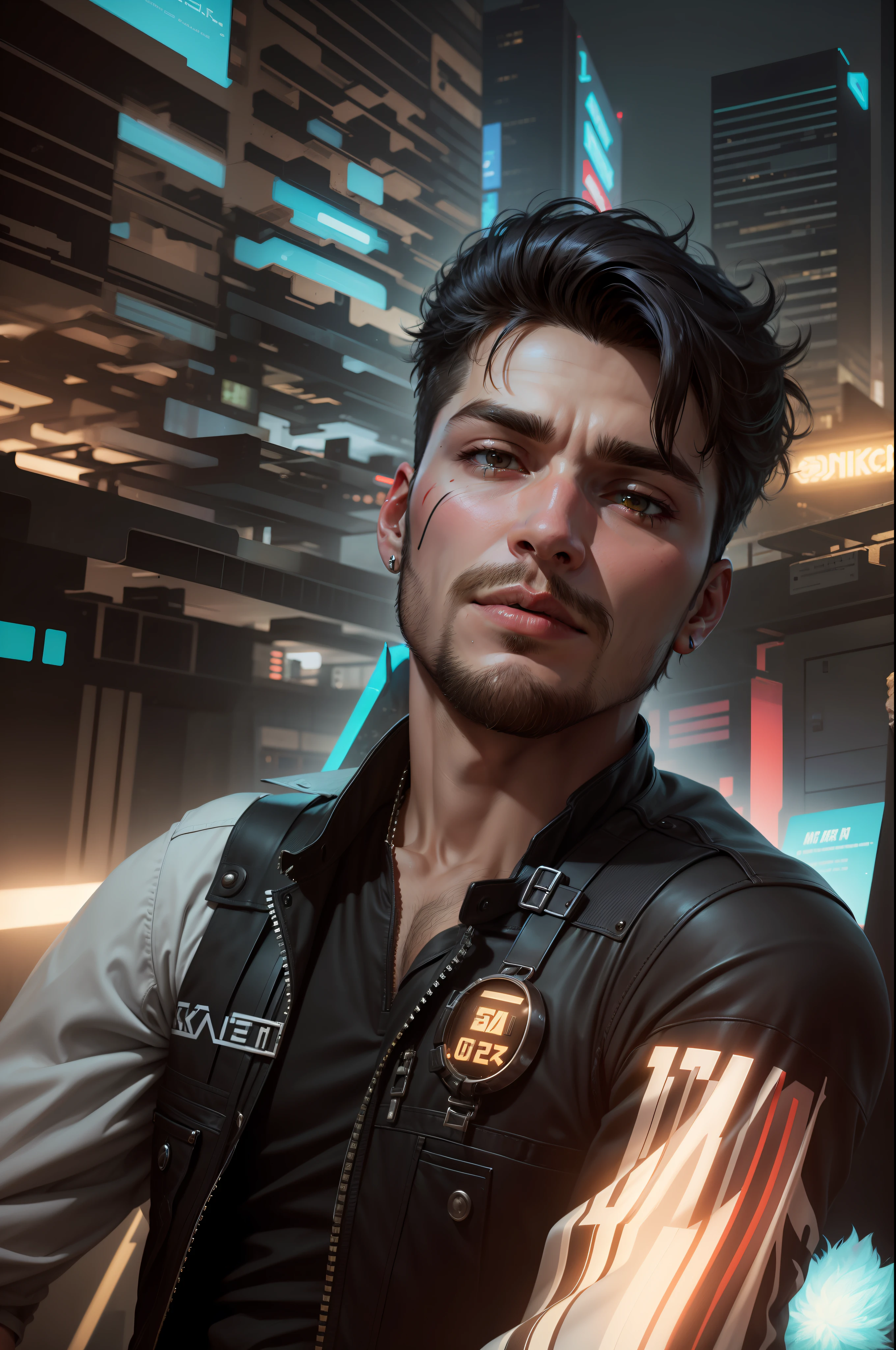 Change background cyberpunk handsome boy, realistic face, 8k ultra realistic