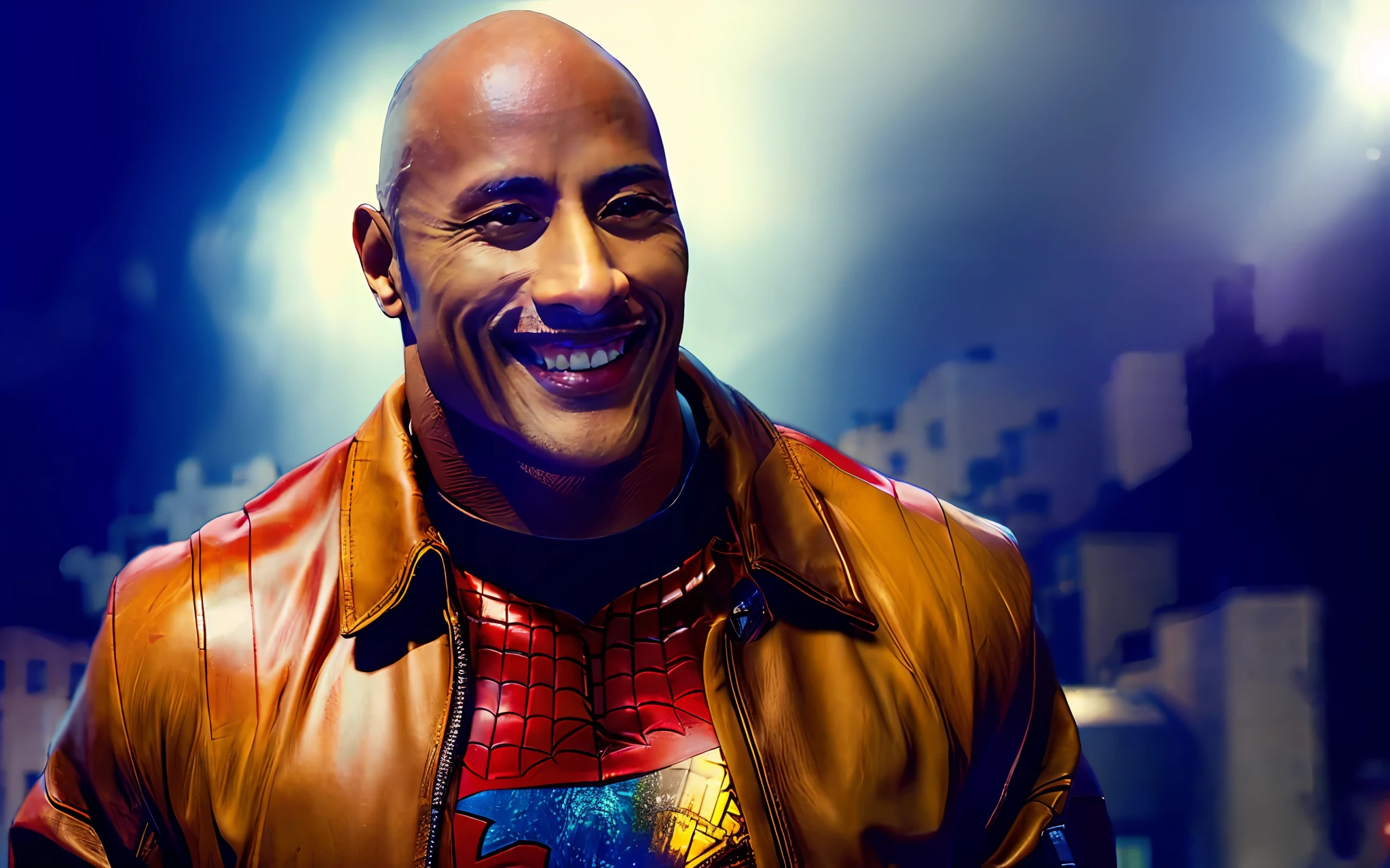 Man in leather jacket smiling at the camera, Dwayne Johnson, Dwayne o Rock Johnson, Retrato de Dwayne Johnson, Um retrato de Dwayne Johnson, A Rocha, Dwayne Johnson em Family Guy, Rosto como de Dwayne Johnson, Dwayne Johnson como Samurai, Estrelado por Dwayne Johnson, Dwayne Johnson como Homem-Aranha, Dwayne Johnson como Homem-Aranha, Dwayne Johnson como Superman
