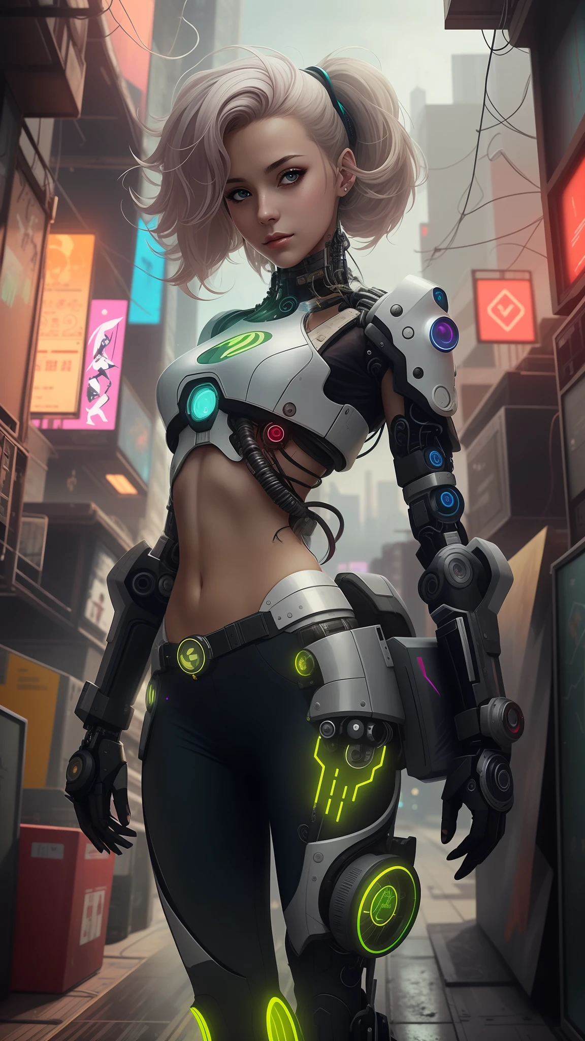 Cybernetic woman in a futuristic outfit standing in a computer room, Wojtek FUS, arte digital do anime cyberpunk, cyberpunk menina anime mech, menina ciborgue bonito, menina android perfeita, menina em mecha cyber armor, arte cyberpunk anime, cyberpunk digital - arte de anime, garota anime cyberpunk, menina de anime cyberpunk feminino, estilo de arte cyberpunk, advanced digital cyberpunk art, Garota cyberpunk, menina ciborgue, noite, chuva