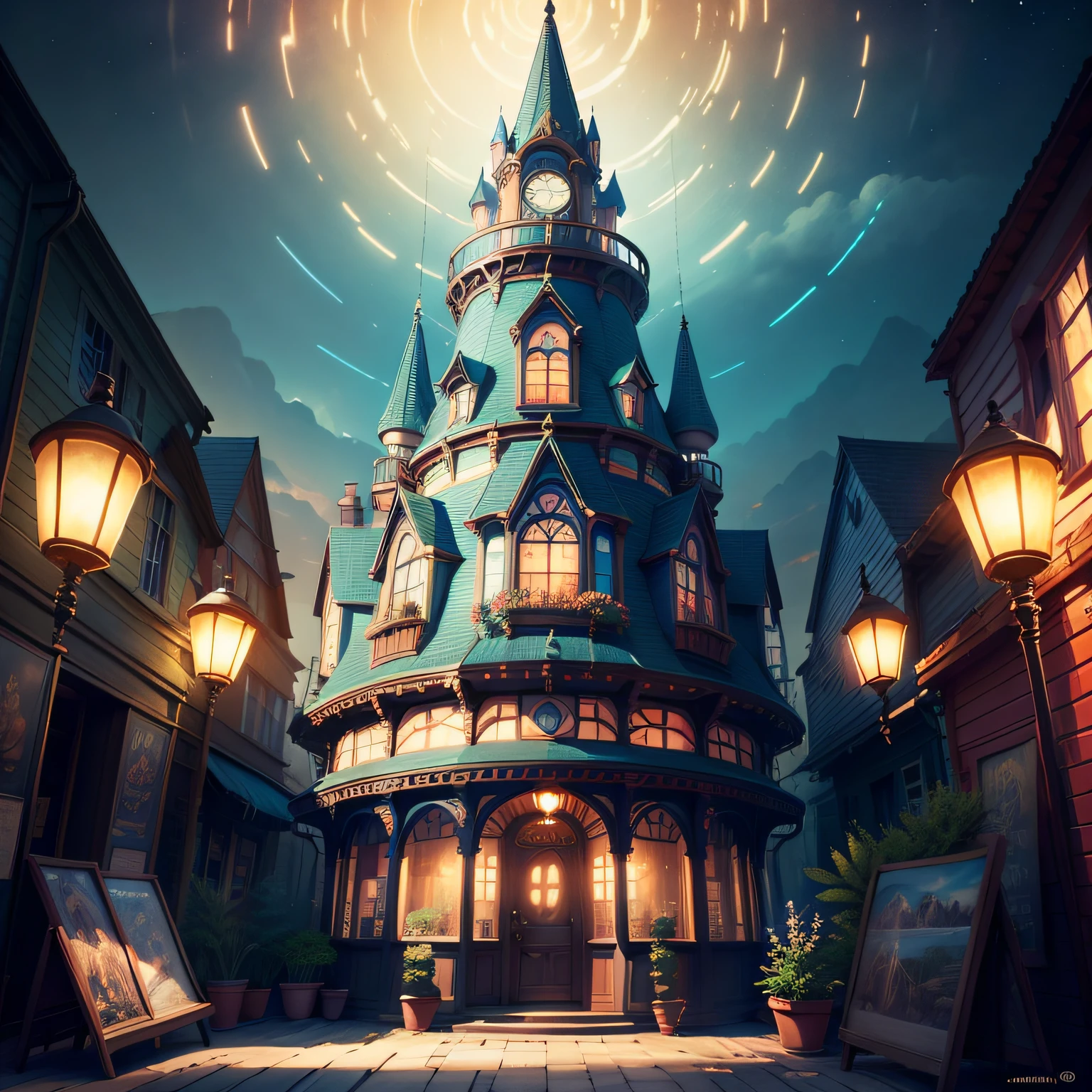 Dreamlike and mesmerizing, capture the essence of "Imagination Station Emporium" in a masterpiece artwork. Show vibrant colors, ethereal lighting, and intricate details. Explore a surreal world filled with magical creatures, enchanting landscapes, and whimsical architecture. Invoke a sense of wonder and curiosity in the viewers. Let creativity flow freely and bring this extraordinary place to life. --auto