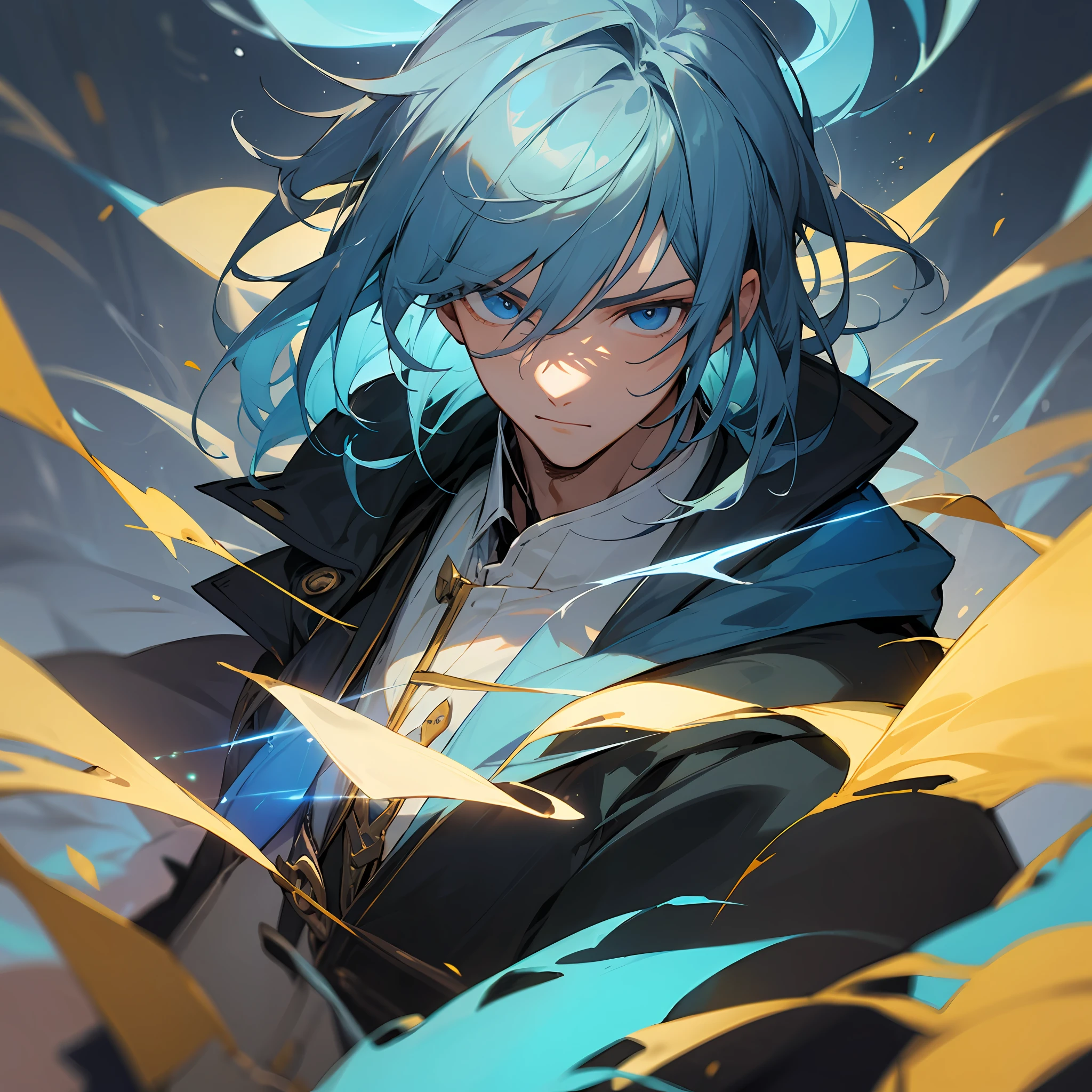 A handsome man with clear facial features,Dressed as a mage,Immerse yourself in an immersive gaming world。