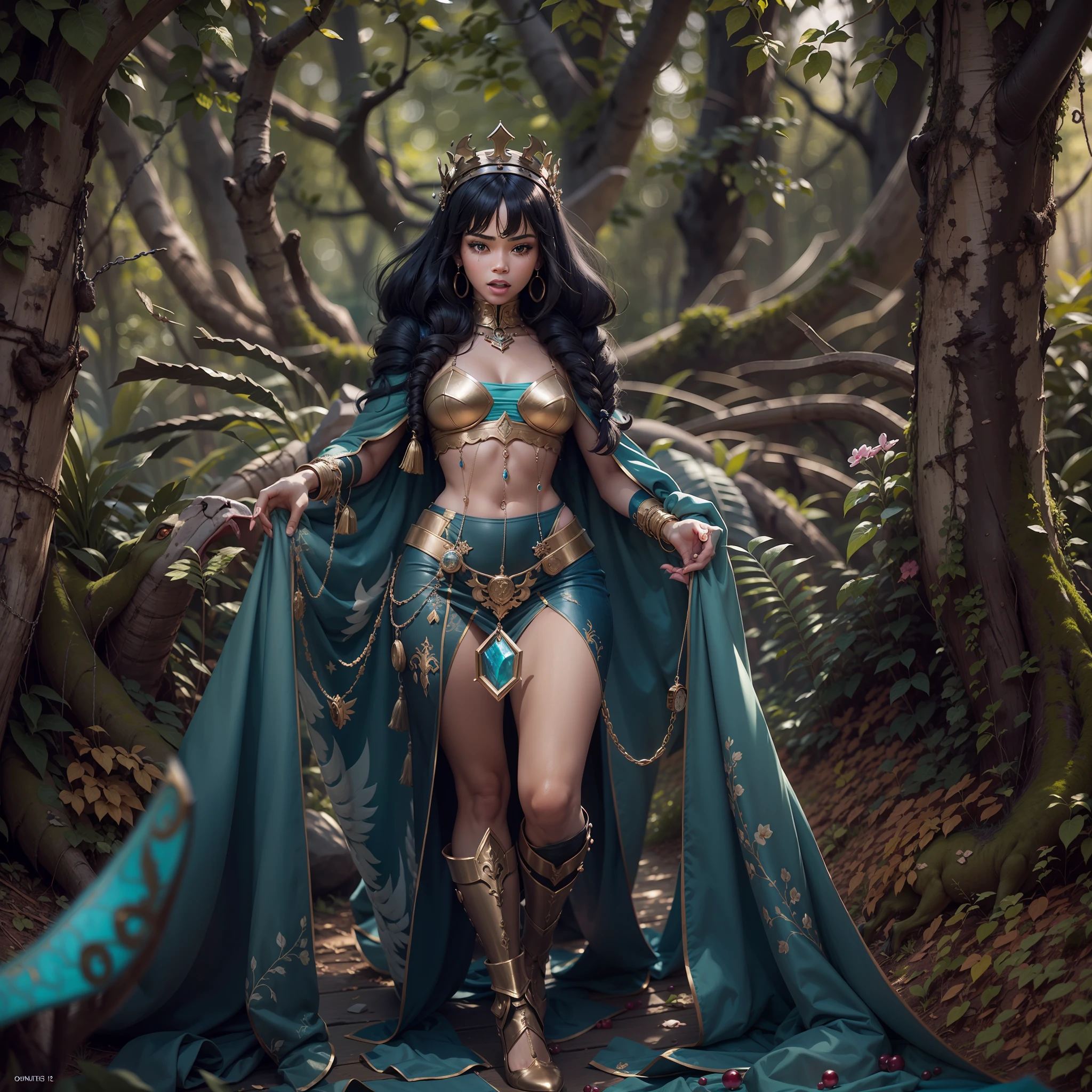 Caduceus Hermes Greek mythology wand olive laurel surmounted wings surrounded intertwined snakes Medusa_hairs_Snakes Outdoor Nature "Ouroboros" Forest Natural Queen Native éblouissantes Valkyrie-wings clef chains "Heavy Metal" Will-o'-the-wisp Fire-follets fairy pixie sprite conceptual safe female glamour aesthetic walking slow motion Cosplay "Nicki Minaj":1.5 "Rihanna":1.5 "beyonce":1.5 aristocratic jacket 38years symmetrical athletic bronzé hairstyle_snakes:1.5 obvious varied ecstatic fringes:1.5 visages:1.5 cheekbones effects reddened embarrassed lazuli water drop between eyes beautiful hair:1.5 Brown Eyes Pupils Black Iris Turquoise Sapphires Open Mouth Teeth Smiles Floating Jacket Fixed Pearls Eccentric Cape Levitating Shoulders-Off:1.2 chemise blanches dentelles clavicules papillotes varied breasts1.5 points:1.3 satin sideboob felt bikini:1.5 corsait:1.5 spinels thick navy leather skirt:1.5 soies assortie amples nombril:1.3 revealing pubic scarlet pubis-hairy obvious indigo underwear:1.5 Size chastity belt:1.3 silver adorned padlock Gold thighs legs garters Gothic stainless steel boots decorated onyx equirectangular 360 monastery opal marble ruby background:1.5 DoF mannequins lantern dressed armor richly decorated:1.5 "Chevaleresque" dramatic chrome metallic flat bands fathoms brass fullbodye lys rune ornate emerald plasma embroidered glyphs Tourmaline wood engravings lava magic intricate:1.5 summons snake incandescent Crystalline familiar robot Mecha (EOS R6 135mm 1/1250s f/2.8 ISO400) Mech Mechanized snakes flowering Quetzalcoatl:1.5 Adaptable volumetric luminescence saturated:1.5 ultra:1.5 pro-photorealists:1.5 optimaux:1.5 qualities:1.5 details:1.5 precise:1.5 reflex:1.5 resolutions:1.5 3dcg max:1.5 graduates:1.5 improved:1.5 Octanes_rendues:1.5 UHD XT3 16K DSLR HDR UnrealEngine5 profondeurs:1.5 Earth Heart:1.5 Hearth ultra_sharpness:1.5 ombres analogiques:1.5 CGSCOSITY pet chef-d':1.5 "Bruce Weber girls" multi etc.