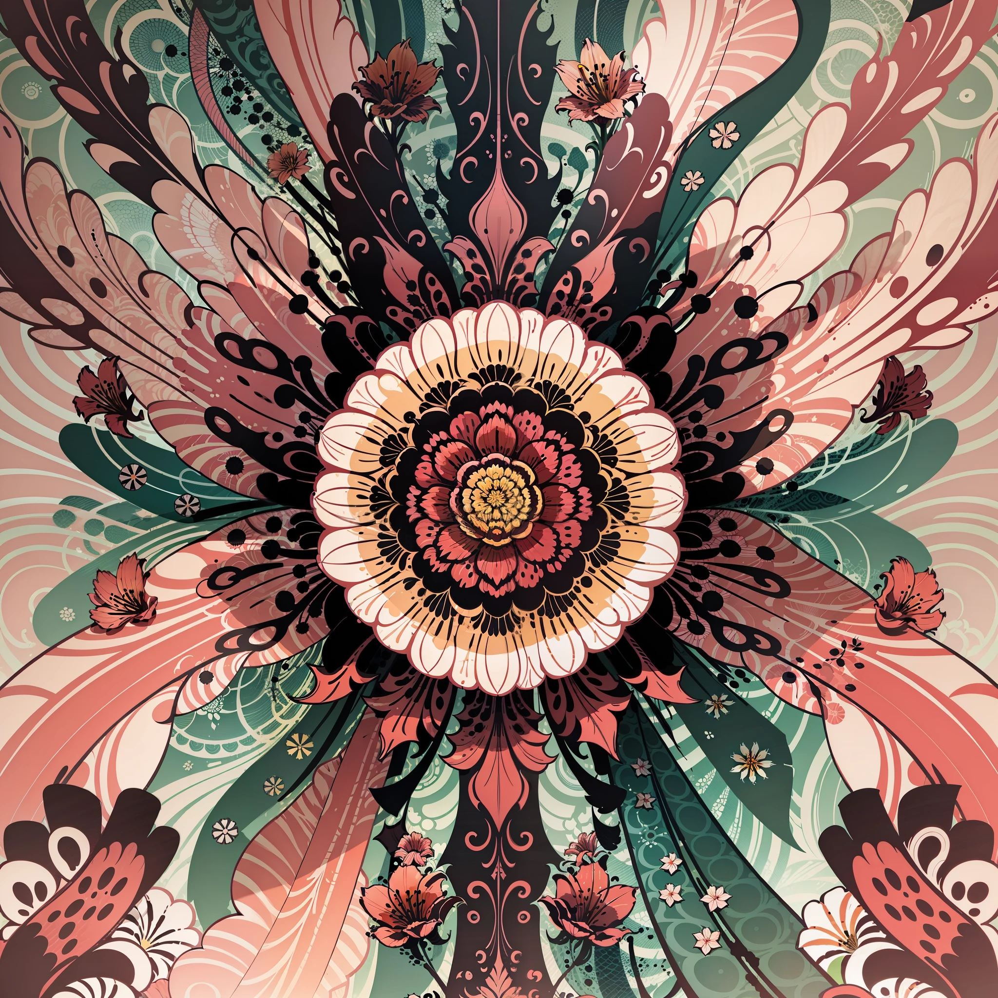 abstract lily flower wallpaper, vector style, splash ink, colorful, intricate