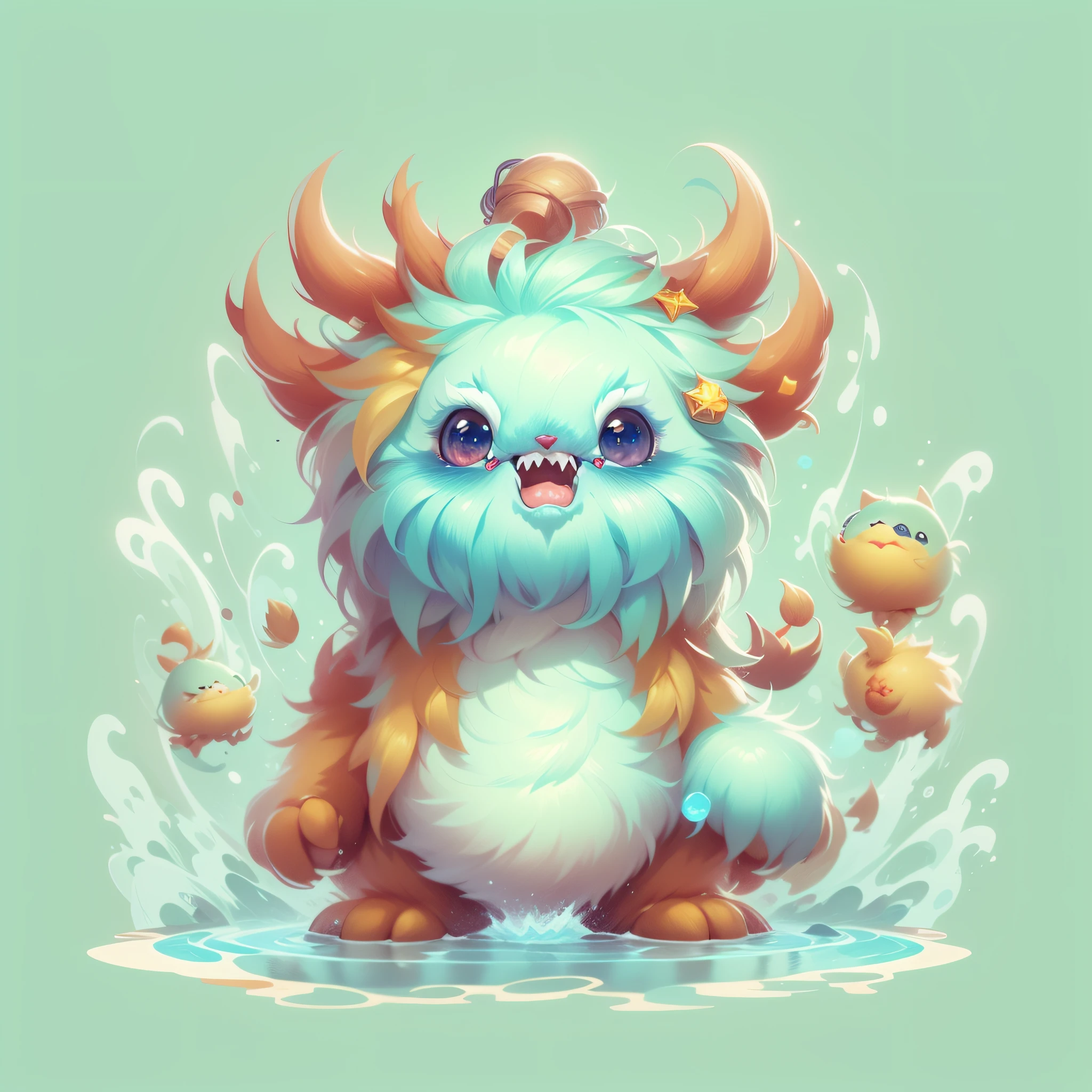 Masterpiece,High Quality,High resolution,The highest resolution,White background,solid color background,transparent background,no background,remove background,Complicated details,Highest quality,game icon,game icon institute,cartoon_style,full body,Cute Fluffy Monster,Water,all separated